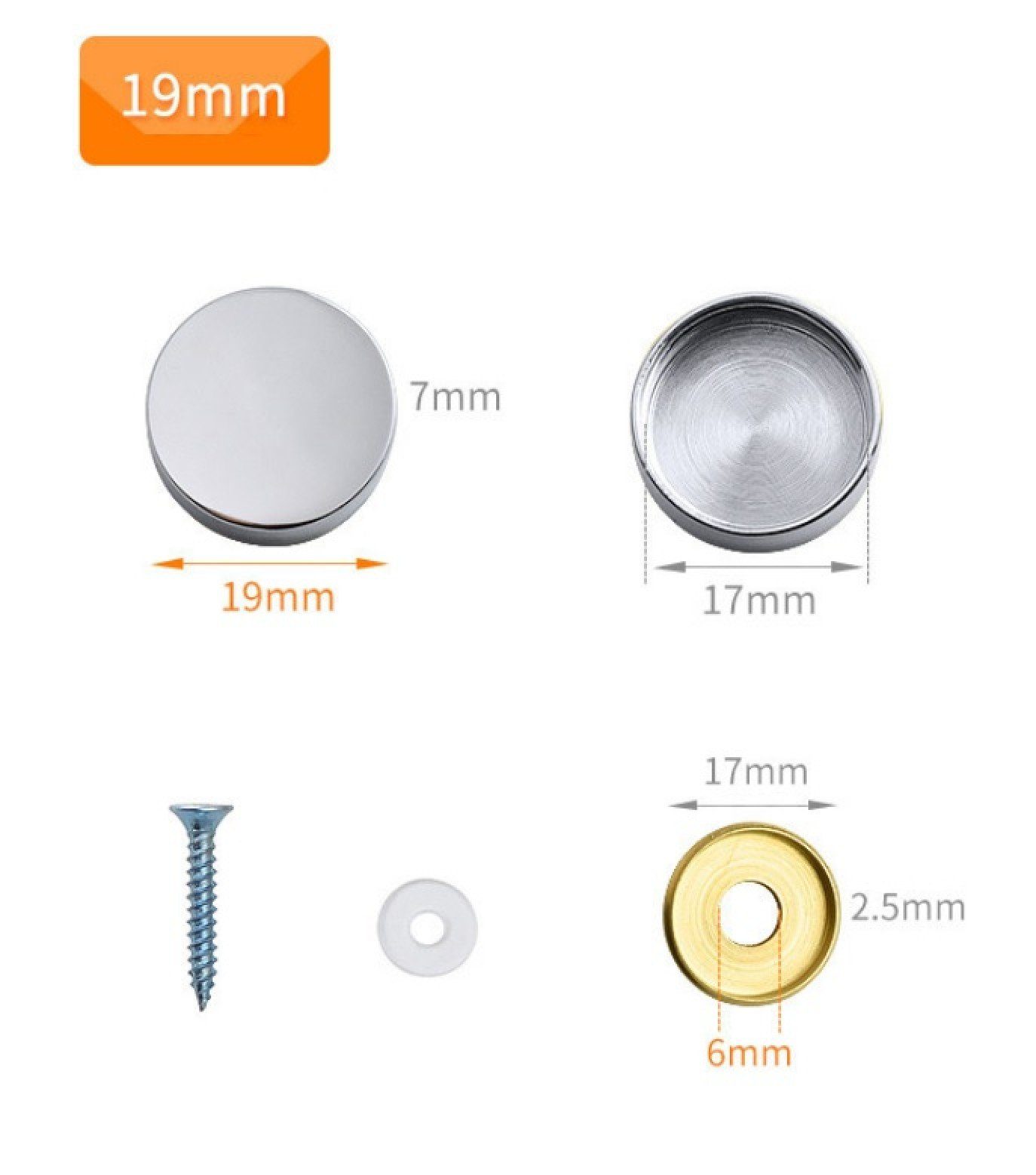 BAYLI Regal 8er Set Spiegel Schrauben mit Kappen, 19mm Zierschrauben mit Ab günstig online kaufen