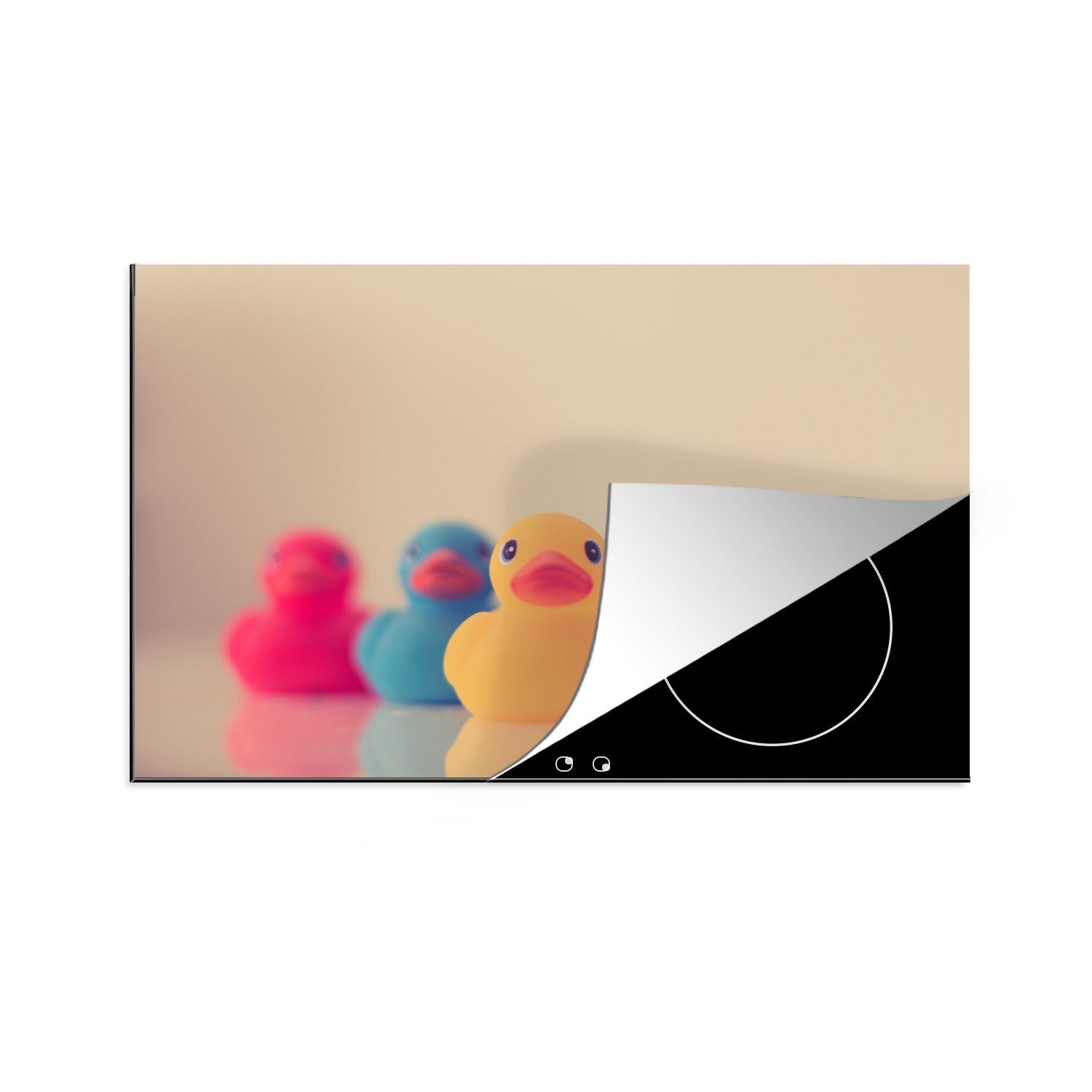 MuchoWow Herdblende-/Abdeckplatte Gummi-Enten - Farben, Vinyl, (1 tlg), 81x52 cm, Induktionskochfeld Schutz für die küche, Ceranfeldabdeckung