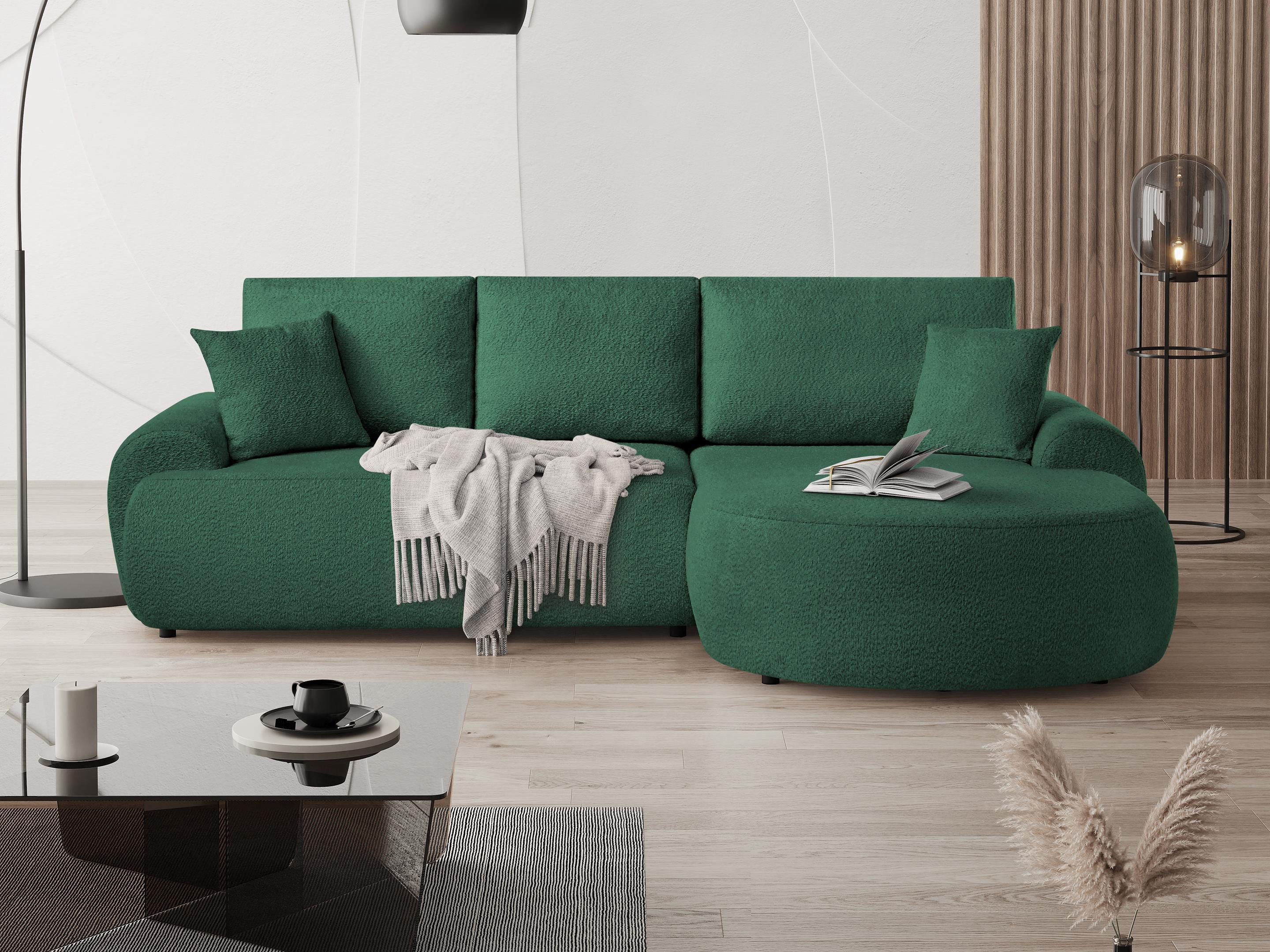 Beautysofa Ecksofa mit Kissen aus Bouclé-Stoff günstig online kaufen