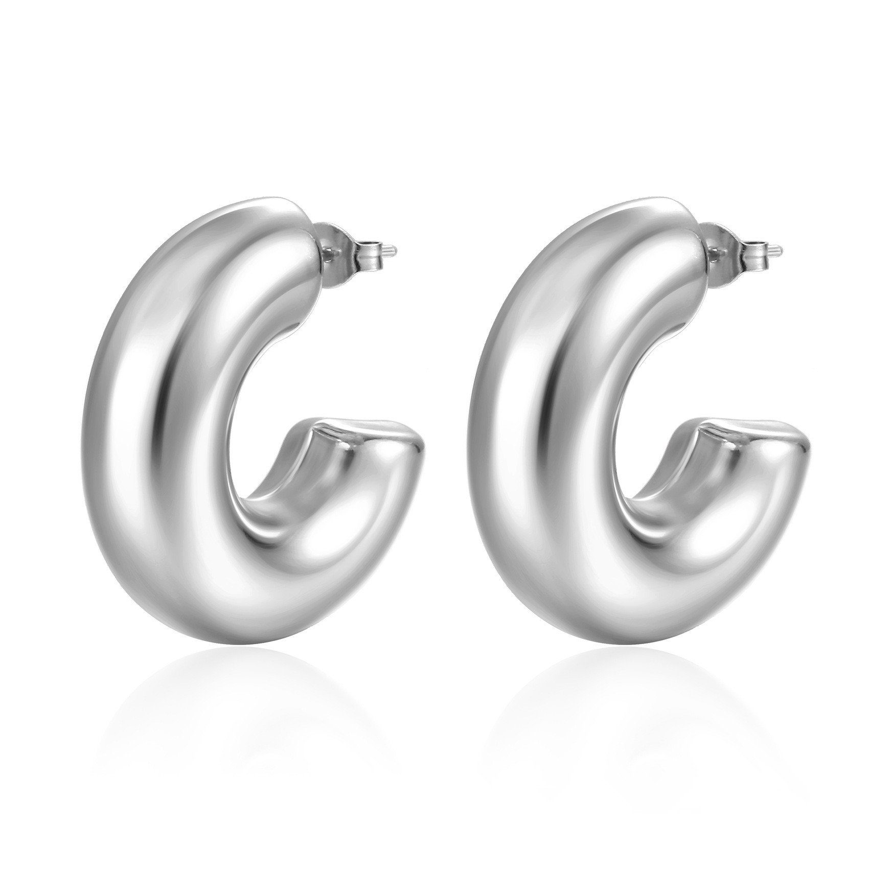 XDeer Paar Creolen Ohrringe,18K Gold/Silber Leicht Tropfen Ohrringe Modisch Ohrringe, Ohrringe für Damen Mädchen silver