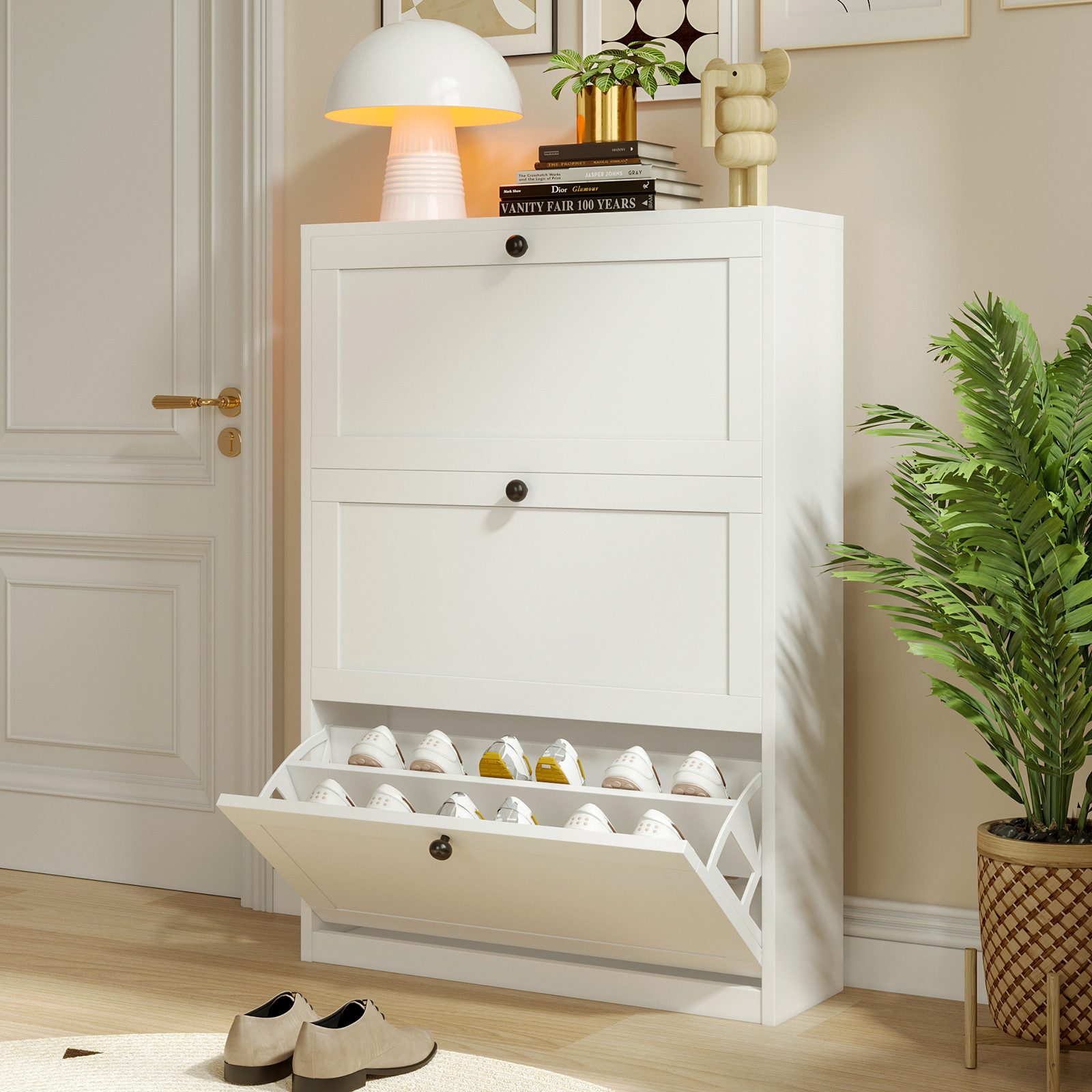 VOWNER Schuhschrank 3 Klappen, Schuhregal, 80 günstig online kaufen