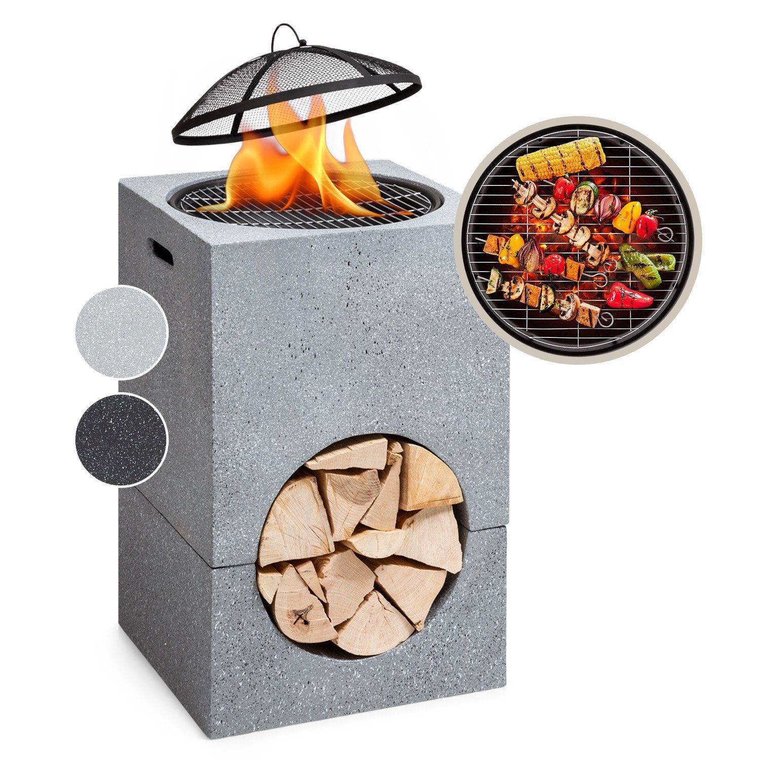 blumfeldt Feuerschale Monolith, (Set, Set), Garten Grill Funkenschutz Feuerkorb Feuerstelle Outdoor