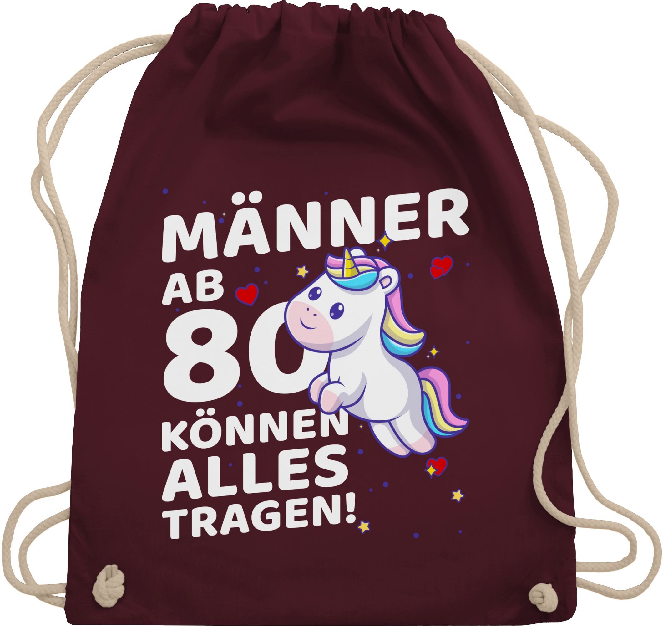 Shirtracer Turnbeutel Süßes Einhorn Männer ab 80 können alles tragen I Achtzigster Geburtsta, 80. Geburtstag