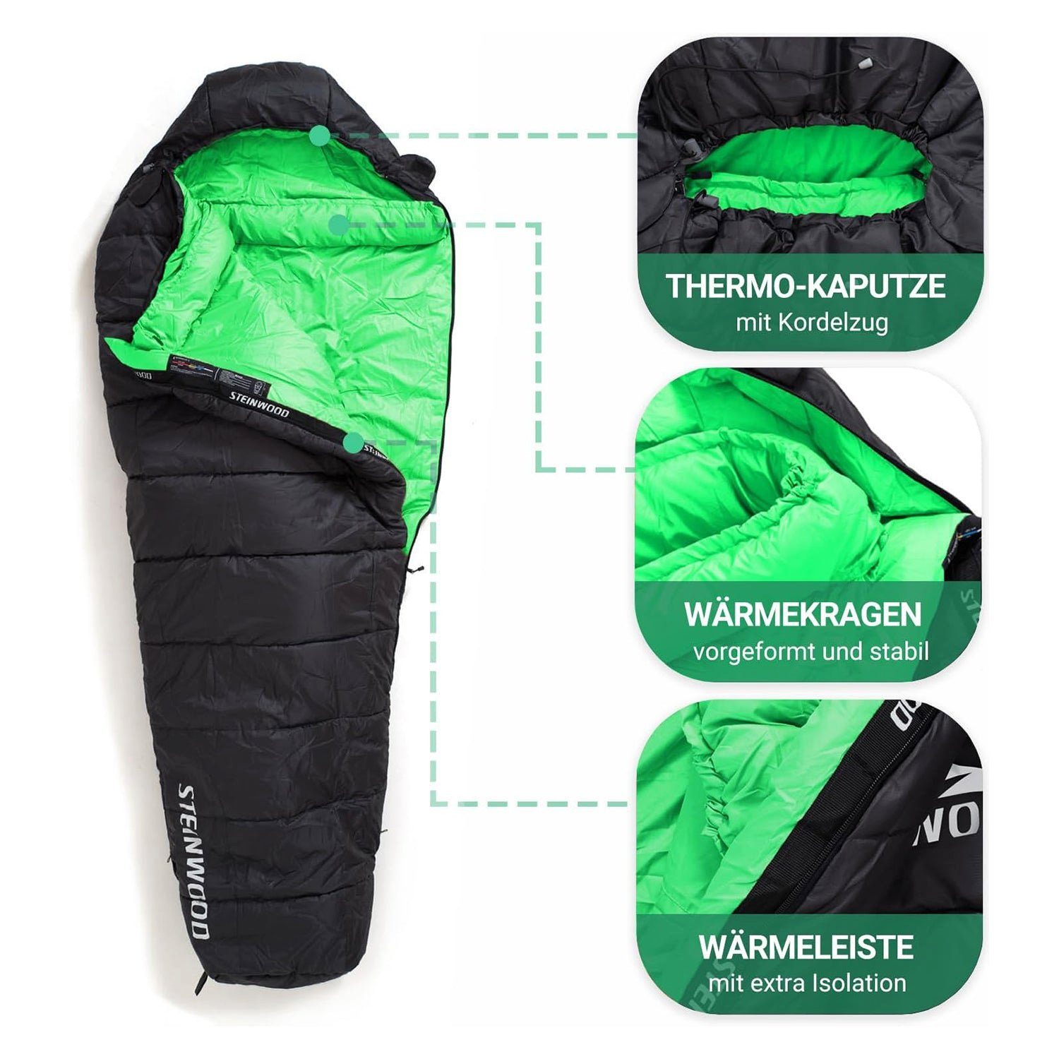 Steinwood Mumienschlafsack koppelbar extra breit 3-4 günstig online kaufen