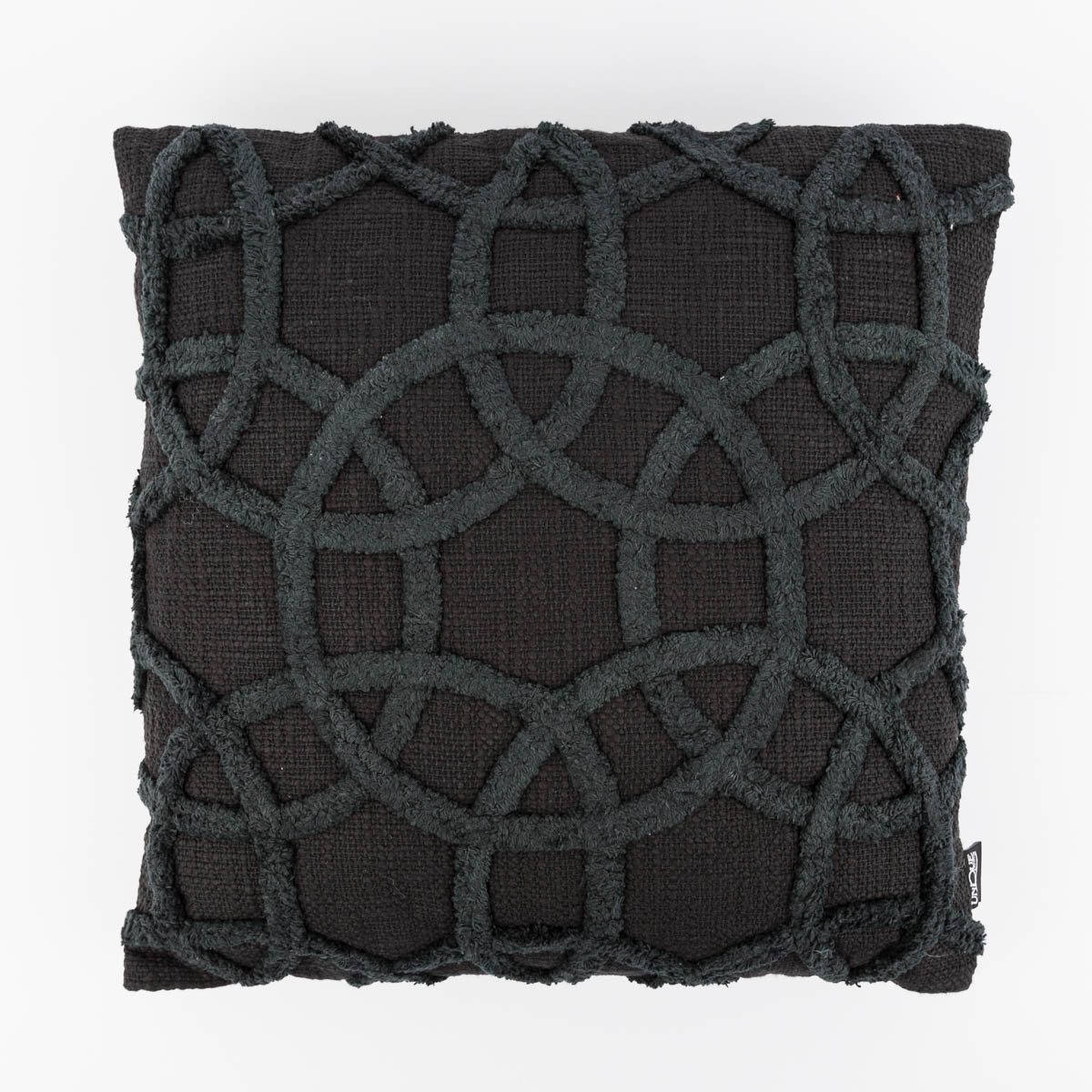 Dekokissen Deko Kissen aus Baumwolle mit Kreisornamenten uni schwarz 45x45cm