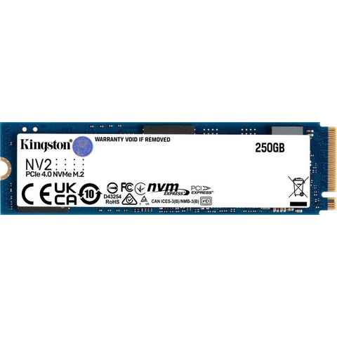 Kingston NV2 M.2 2280 PCIe 4.0 NVMe SSD 250G SSD-Festplatte (250 GB) 3500 MB/S Lesegeschwindigkeit, 3500 MB/S Schreibgeschwindigkeit