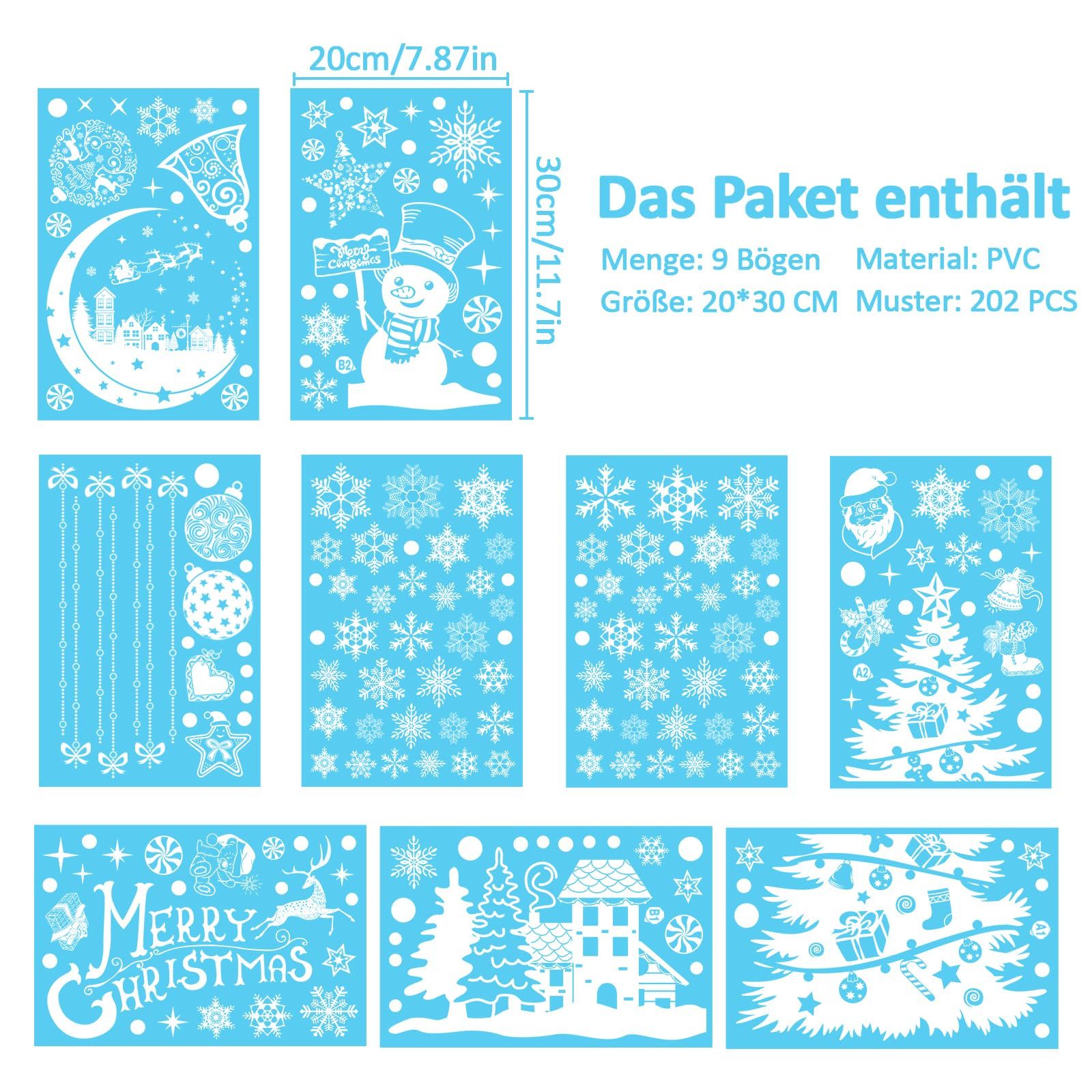 FOUORTUNATE-BEE Fensterbild Fensterbilder Weihnachten Selbstklebend Schneef günstig online kaufen