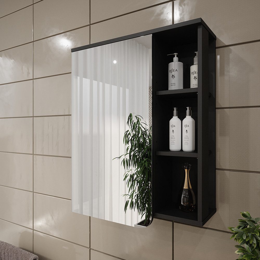 Vicco Badezimmerspiegelschrank Karen, Anthrazit/Weiß/Weiß, 60 x 75 cm (1-St)
