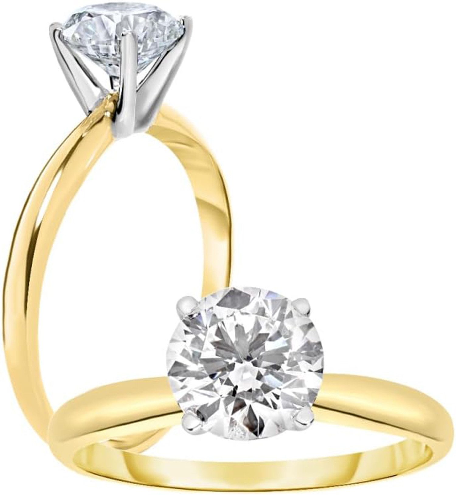 Jumpeak Diamantring 585 Weißgold/Gelbgold-Ring, 1-Karat-Diamantring, Damen- günstig online kaufen