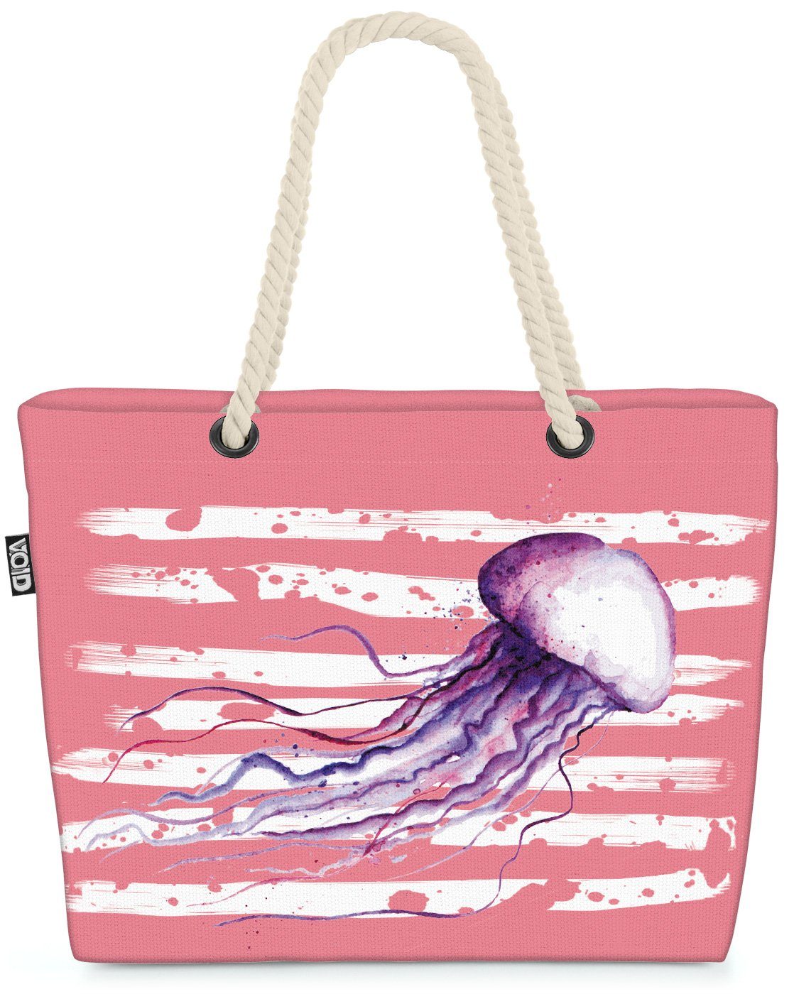 VOID Strandtasche (1-tlg), Qualle Meer Strand Urlaub Baden Insel rosa | Strandtaschen