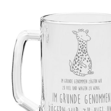 Mr. & Mrs. Panda Bierkrug Giraffe Zufrieden - Transparent - Geschenk, Vatertag, Afrika, Wildtie, Premium Glas