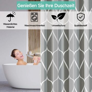 Caterize Duschvorhang Wasserdicht, Textil Waschbar mit 12 Duschvorhangringe, Polyester Breite 180 cm (1-tlg)