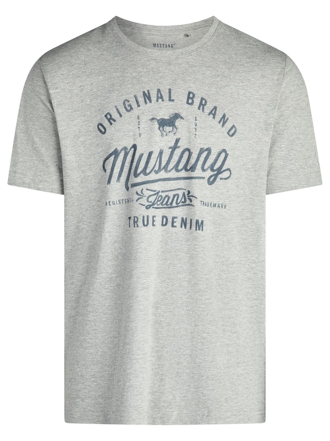 MUSTANG T-Shirt Herren Printshirt Regular Fit (1-tlg) Kurzarm Tee Shirt mit Rundhalsausschnitt aus 100% Baumwolle