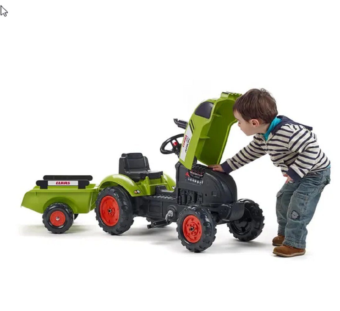 Falk Toys Trettraktor Falk F2041C Claas Traktor mit Anhänger, Frontlader und zu öffnender Mo