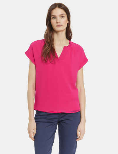 Taifun Kurzarmshirt Blusenshirt mit Chiffon-Layer