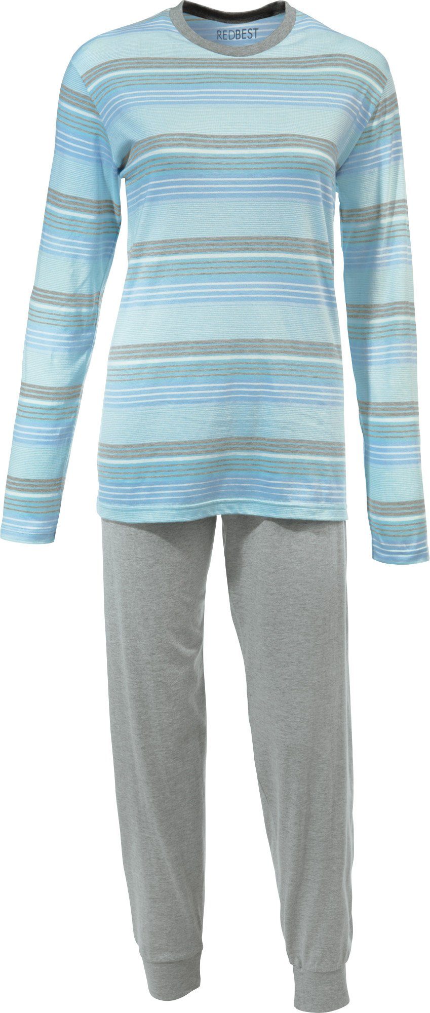 REDBEST Single-Jersey Damen-Schlafanzug Streifen Pyjama