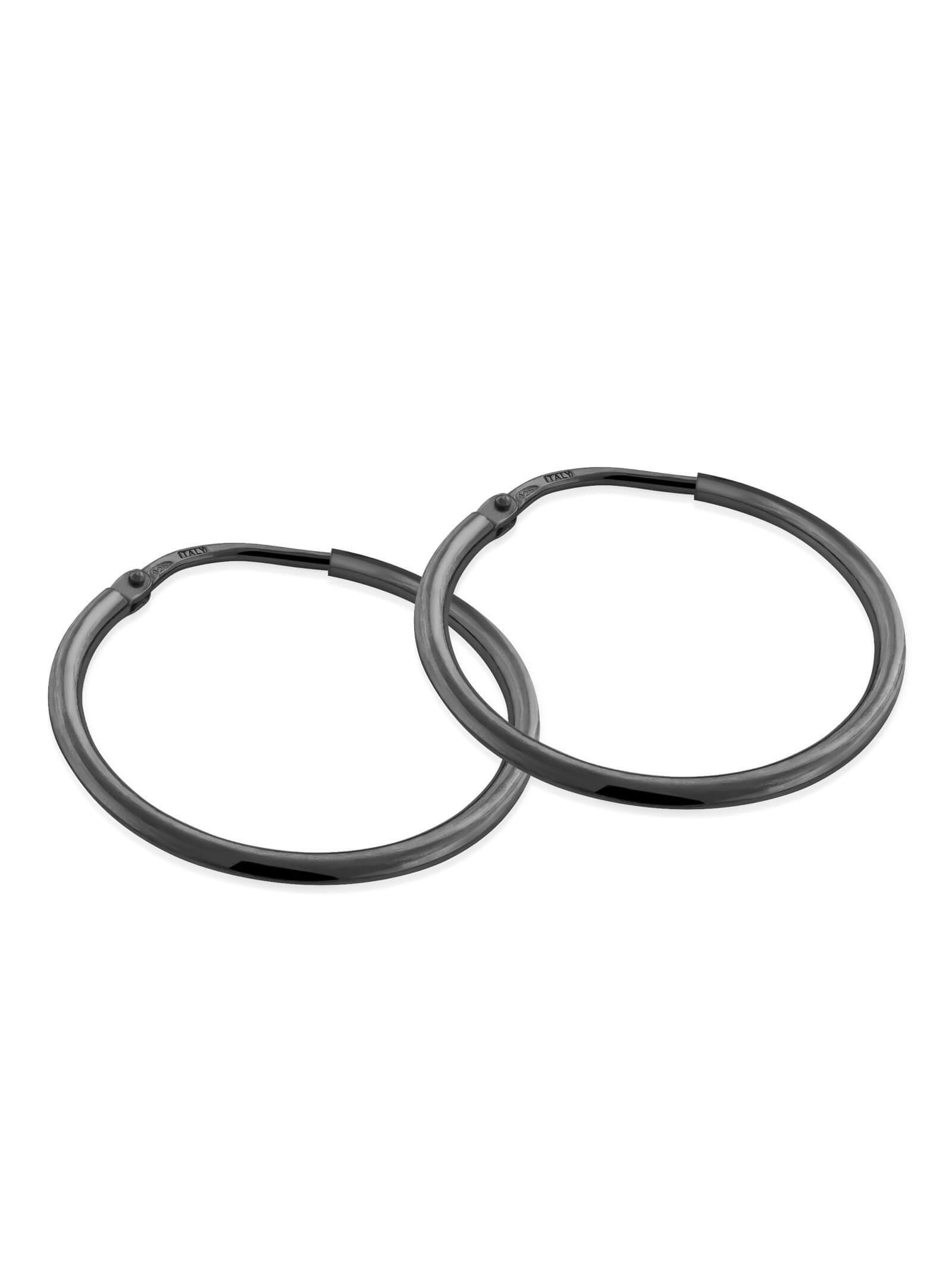 modabilé Paar Creolen Kreolen ORBIT Kreis 2cm, Schwarz Rhodiniert, kreisförmig, Silber 925, Damen Ohrringe rund 20mm