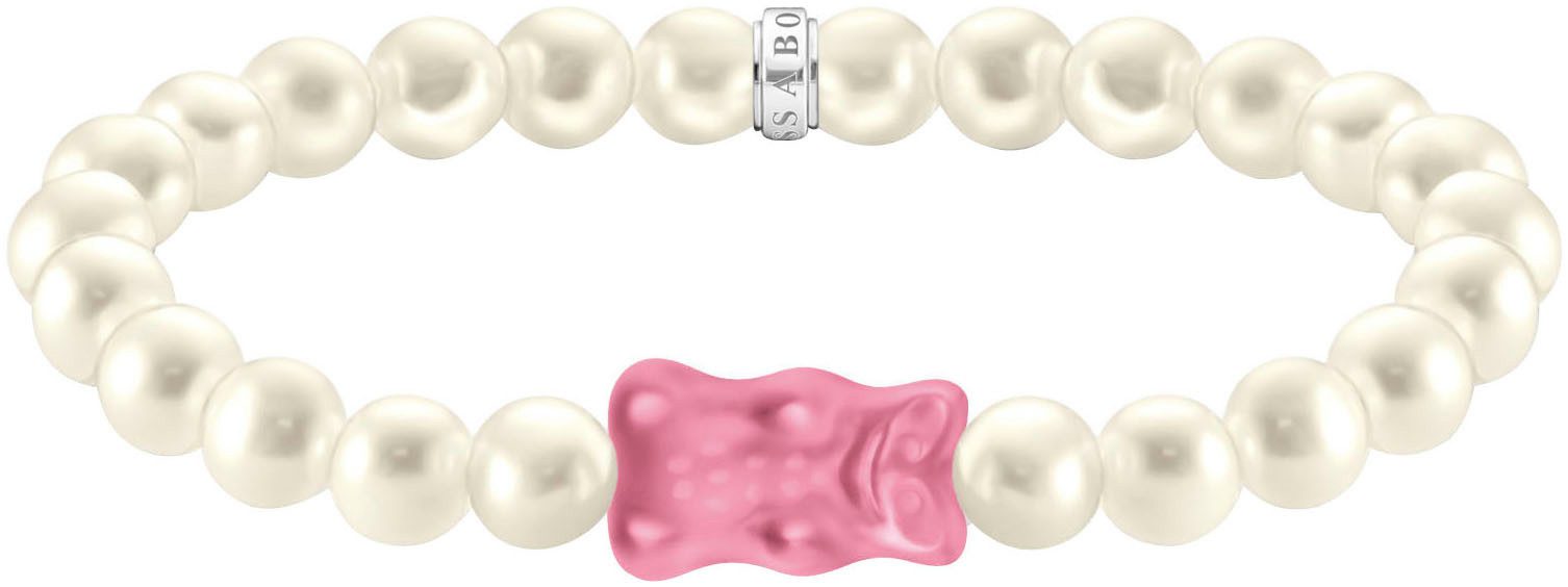 THOMAS SABO Armband THOMAS SABO x HARIBO Schmuck: Perlenarmband mit Goldbär, mit Kristallglas - mit Süßwasserzuchtperle