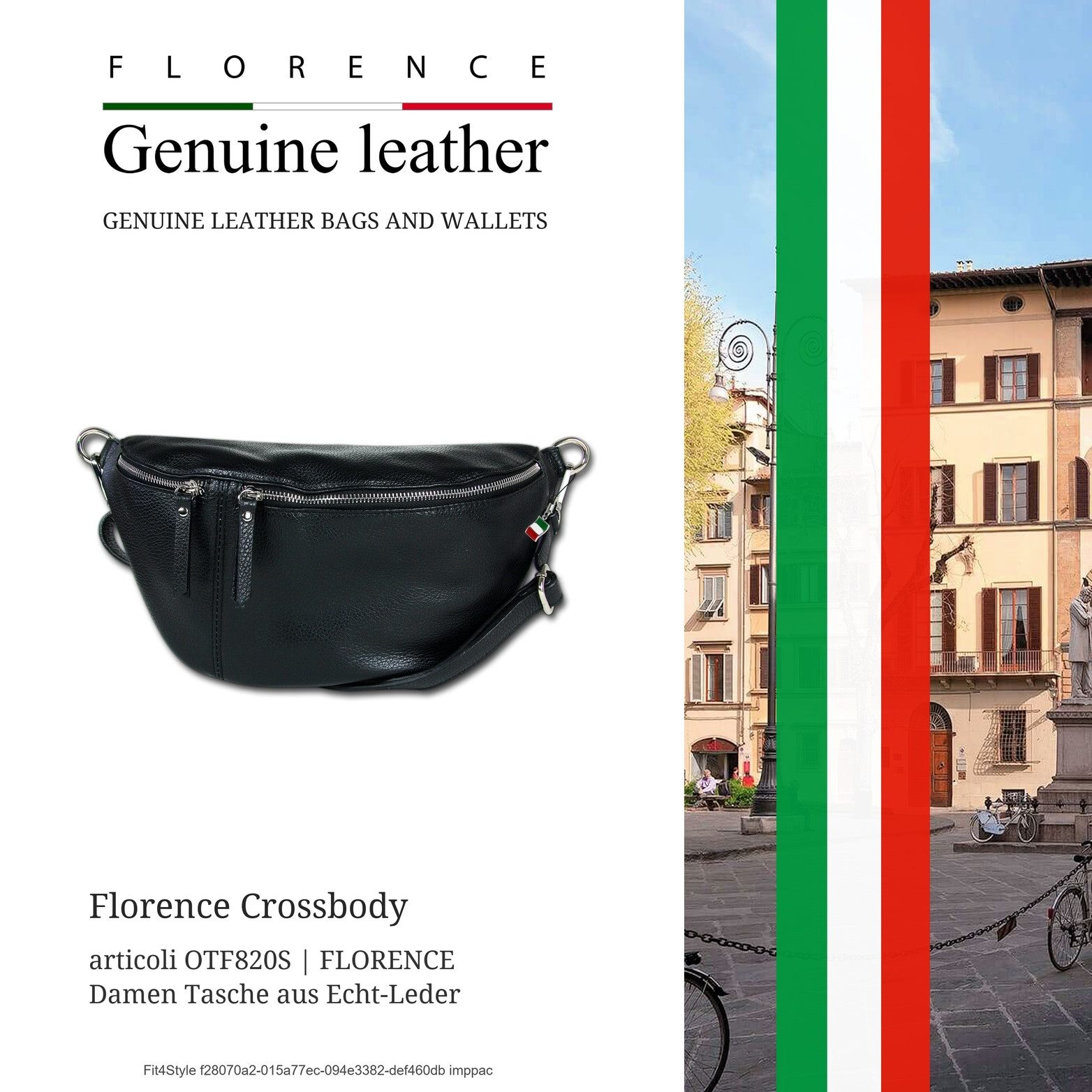 FLORENCE Gürteltasche Florence Echtleder Gürteltasche extragroß (Gürteltasche, Gürteltasche), Damen Tasche Echtes Leder schwarz, Made-In Italy