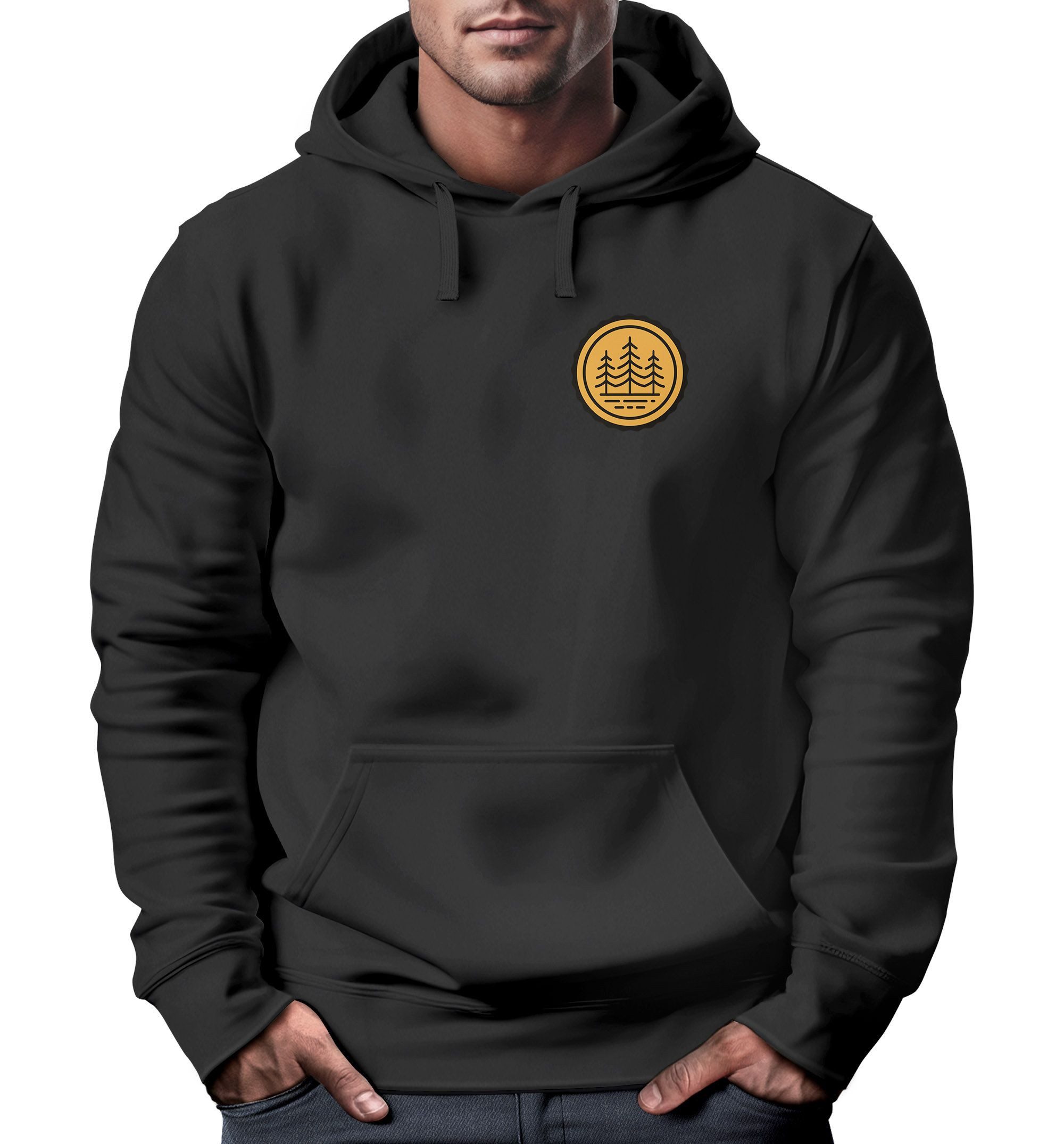 Neverless Hoodie Hoodie Herren Wald Bäume Logo Badge Naturliebhaber Outdoor günstig online kaufen