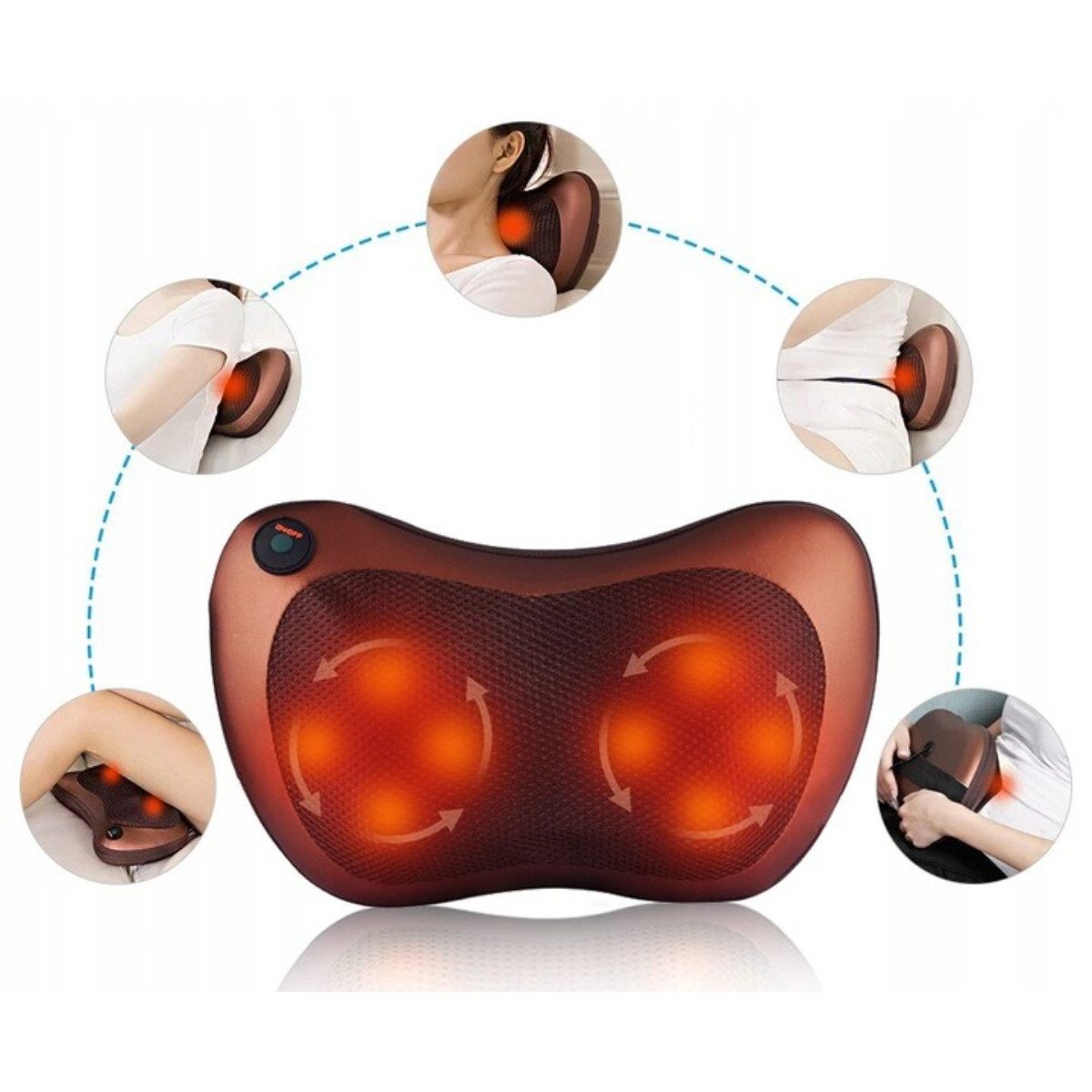 R2 Invest Massagekissen mit Wärmefunktion für Nacken Rücken Beine, 1-tlg.