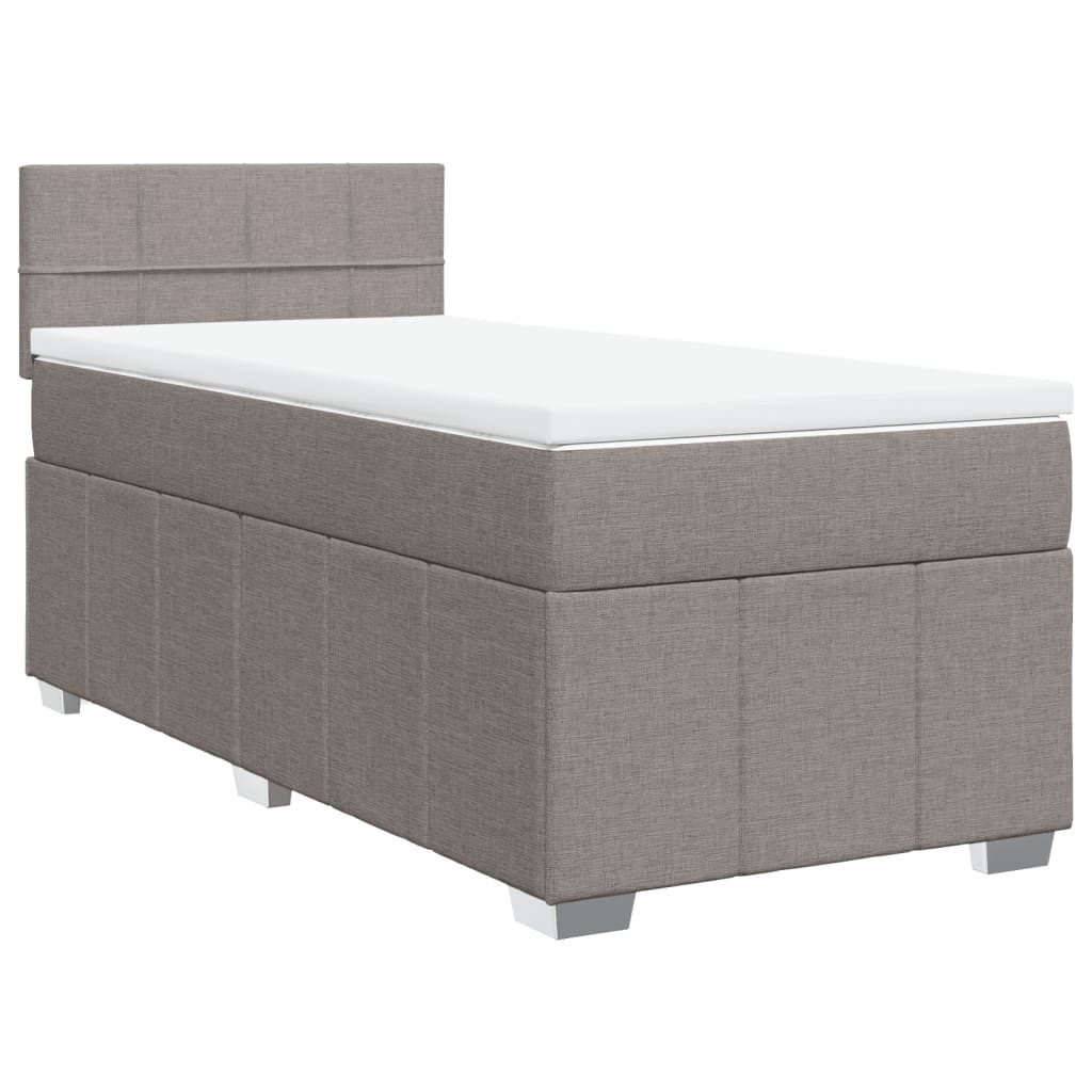 vidaXL Boxspringbett, Boxspringbett mit Matratze Taupe 100x200 cm Stoff