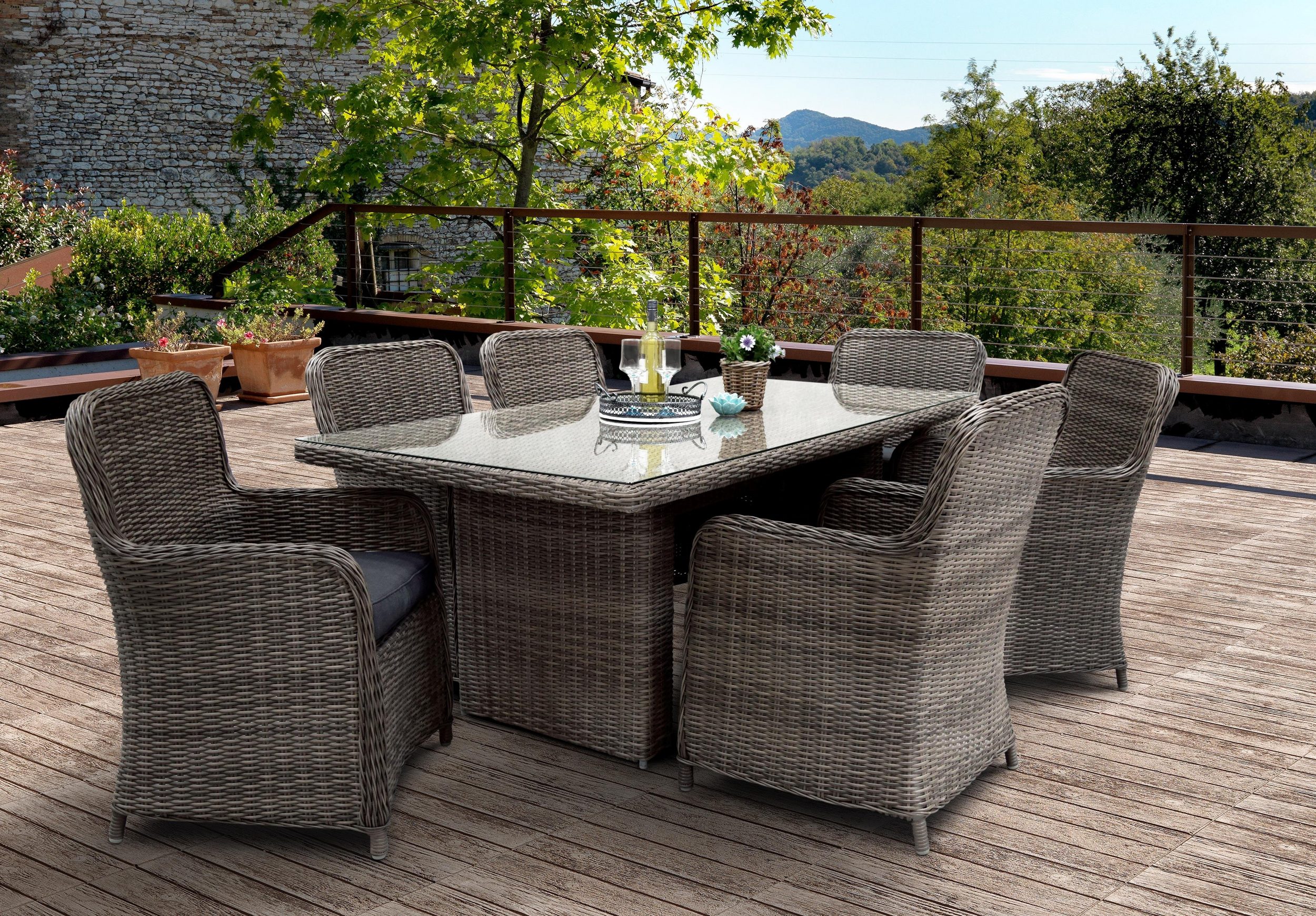 Loungeset RATTAN Dininglounge Ria 14-teilig grau-braun von BELLAVISTA - Einrichtungsvorschlag