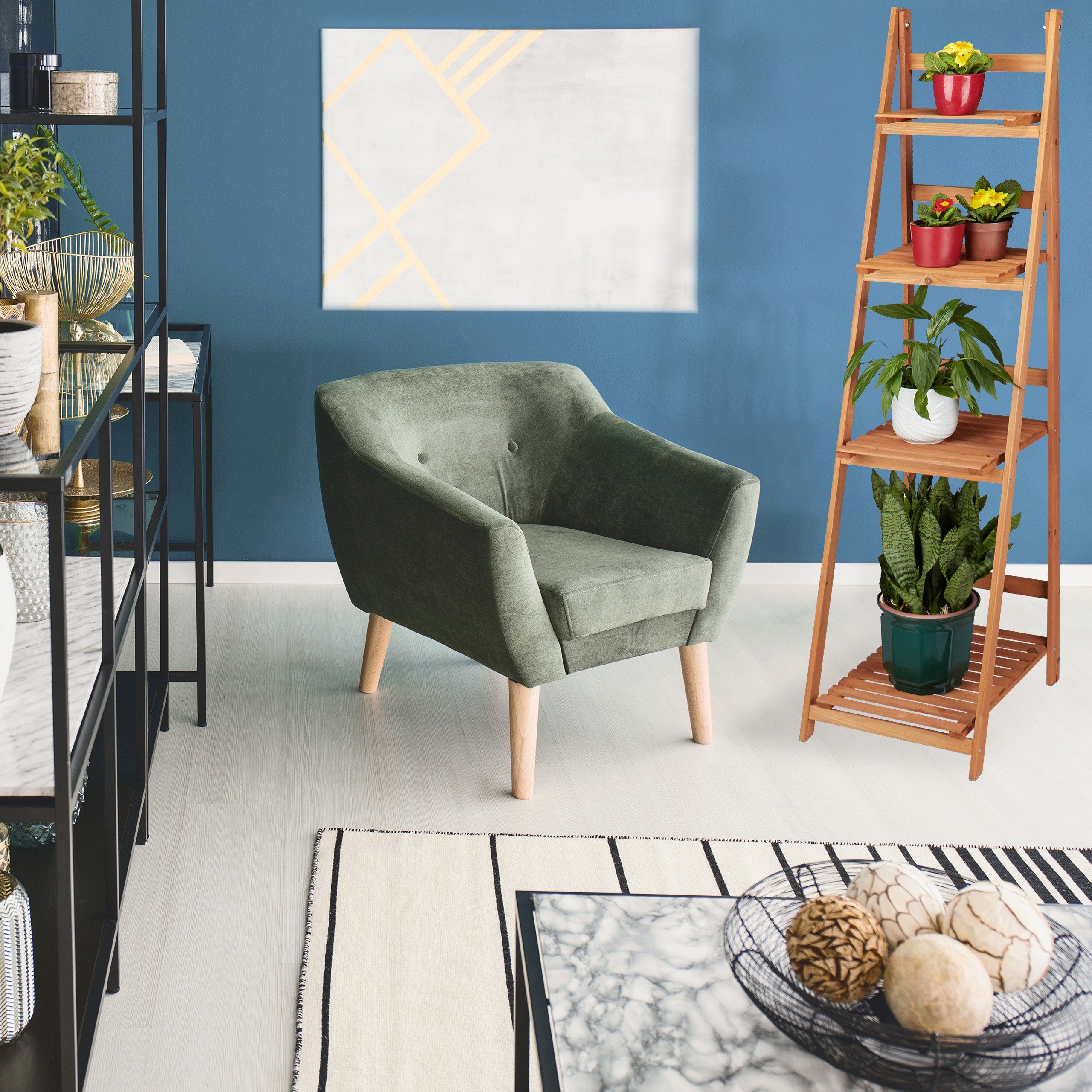 relaxdays Blumenständer Blumentreppe aus Holz (1 St), M – Bild 5 von 5
