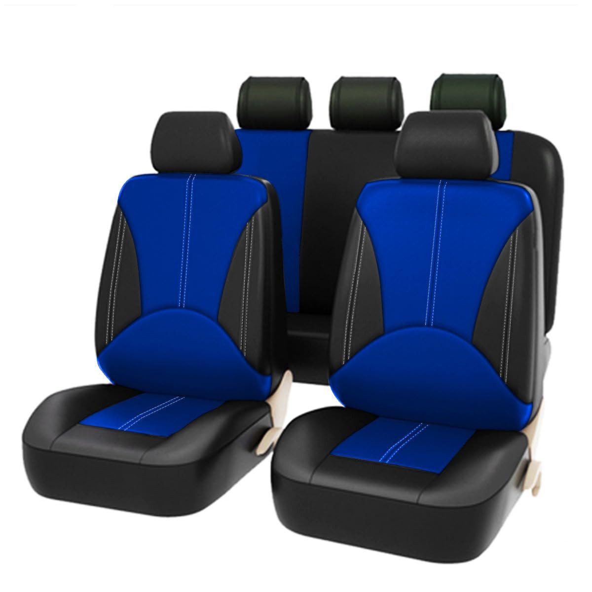 GarveeMore Autositzbezug Autositzbezüge Komplettset Universal PU Leder 9-teilig