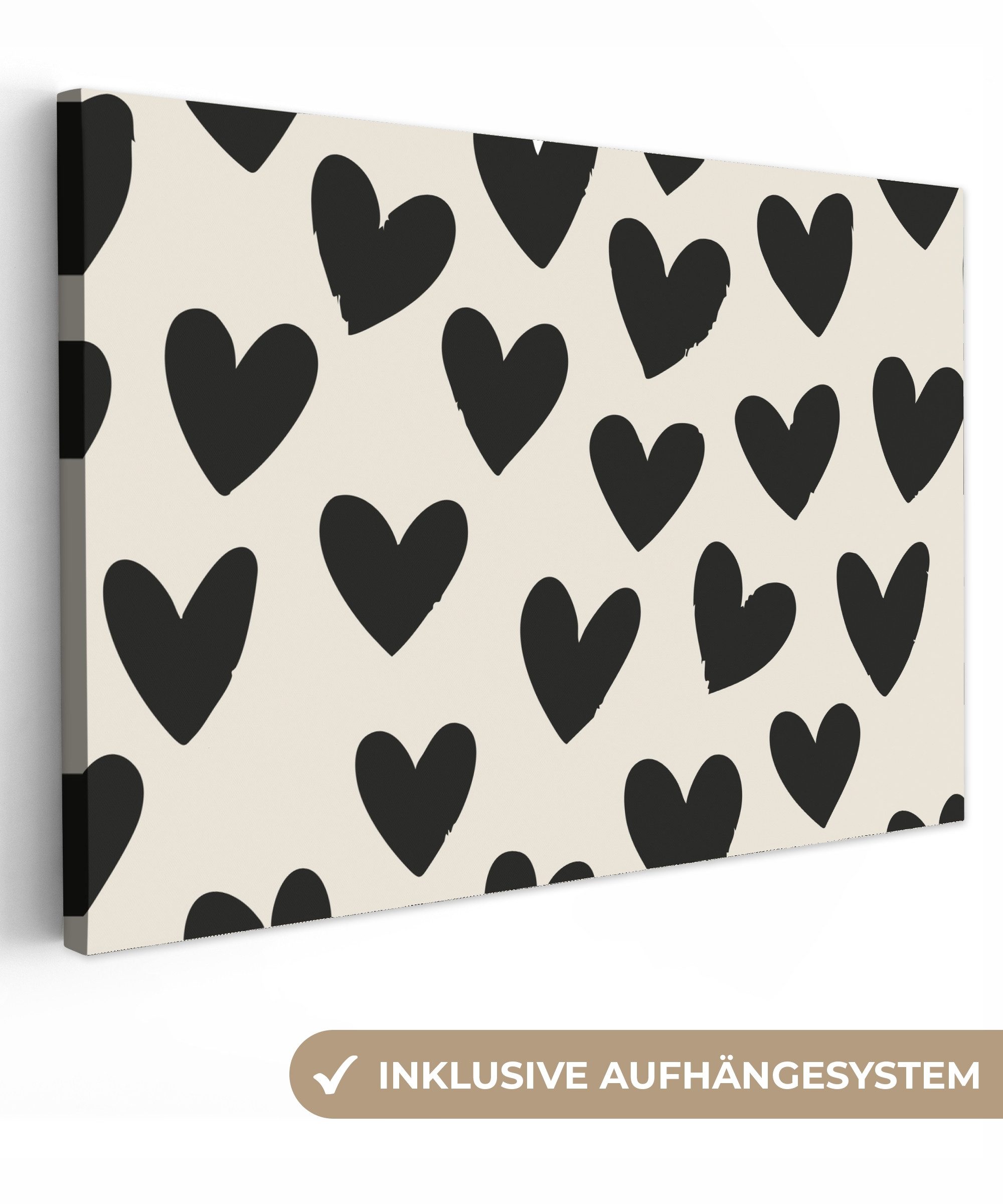 OneMillionCanvasses® Leinwandbild Herzen - Schwarz - günstig online kaufen