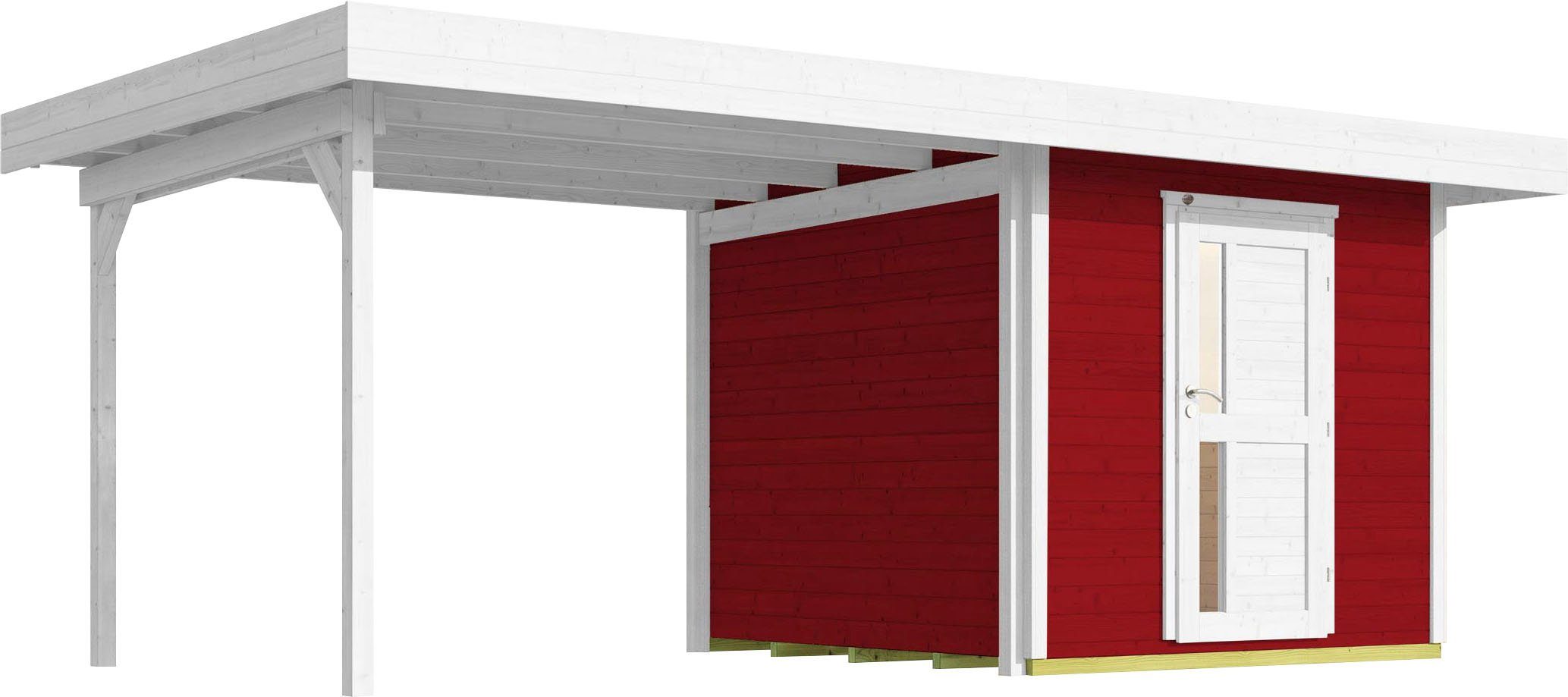 weka Gartenhaus Designhaus 172 B, BxT: 575x375 cm, (Set), mit Anbaudach