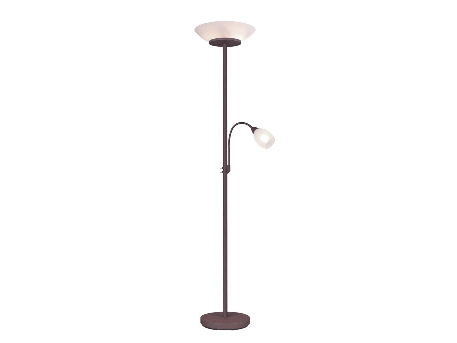 Reality Leuchten LED Deckenfluter mit Leselampe & Glasschirm, Höhe 180cm, Lesearm, LED wechselbar, Warmweiß, große Stehlampe, Wohnzimmer Lampe stehend zum Lesen mit Leselicht