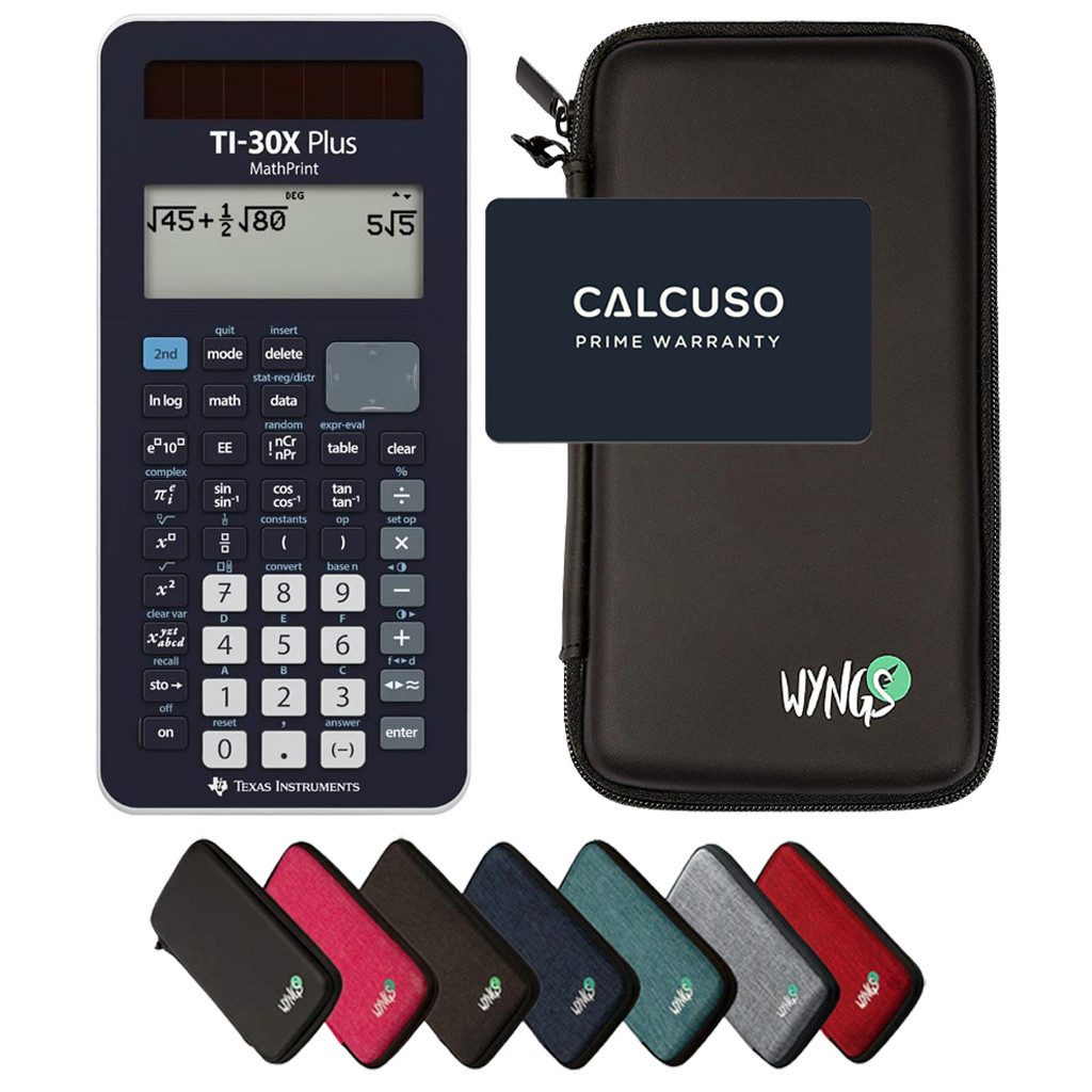 Texas Instruments Taschenrechner TI-30X Plus MathPrint inkl. WYNGS Schutztasche Schwarz
