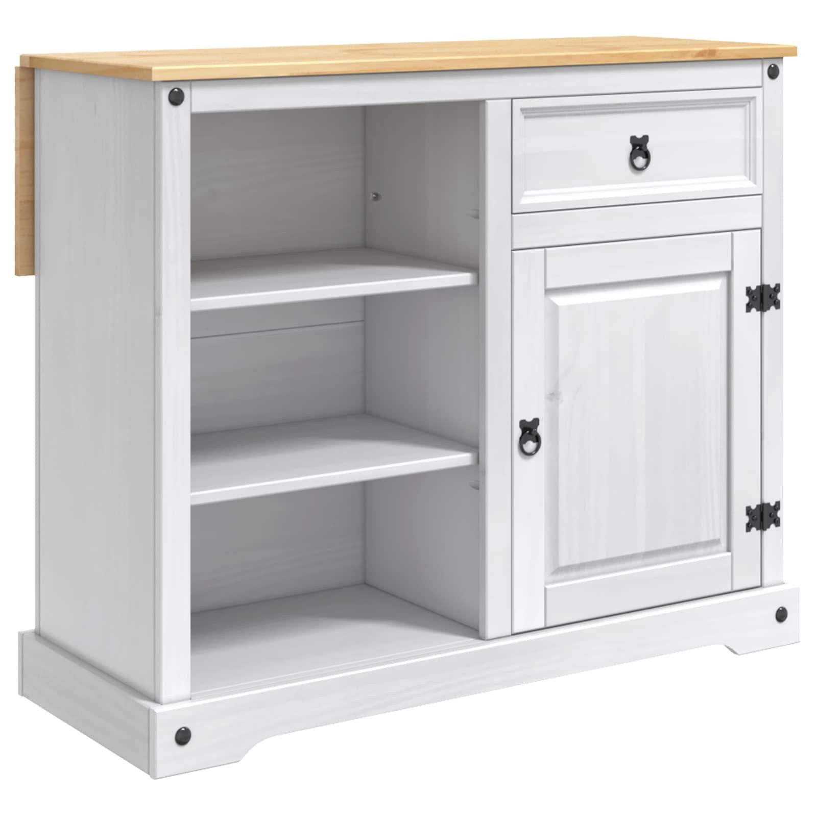 vidaXL Kücheninsel Kücheninsel Set 2 Stk. Weiß und Honigwachs 112 x 70 x 91,5 cm