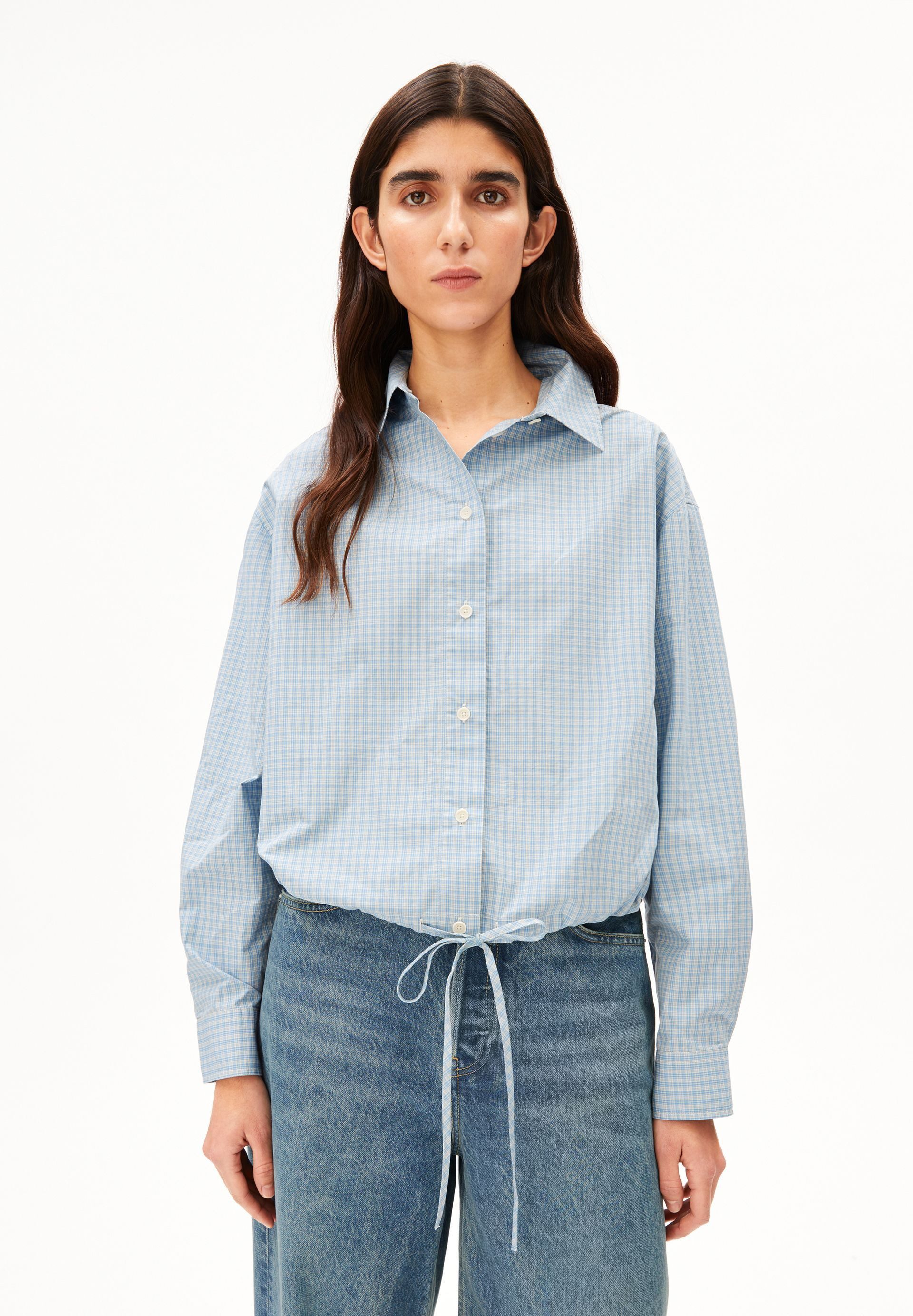 Armedangels Langarmbluse MINI-CHECK Bluse aus 100% Bio-Baumwolle Oversized Fit