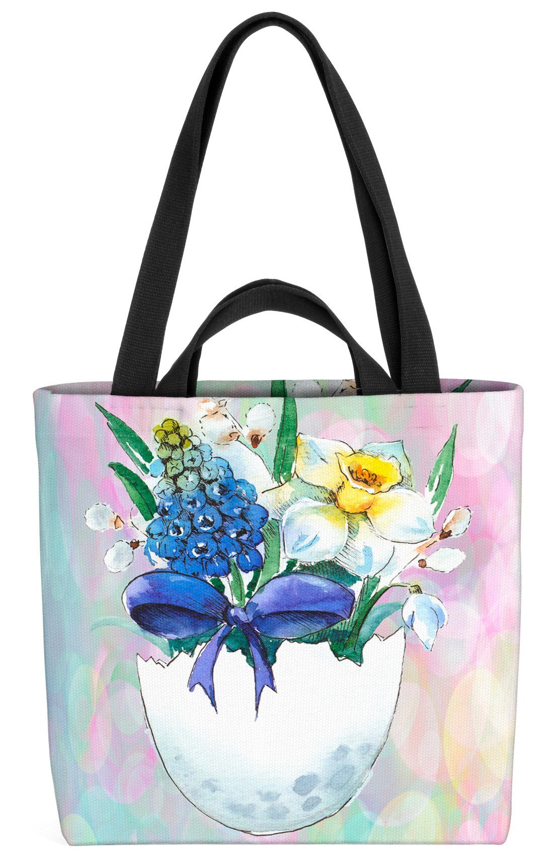 Einkaufstasche Bag (1-tlg), Blumen Shopper Eierschale Ostern VOID Schleife Henkeltasche Tasche