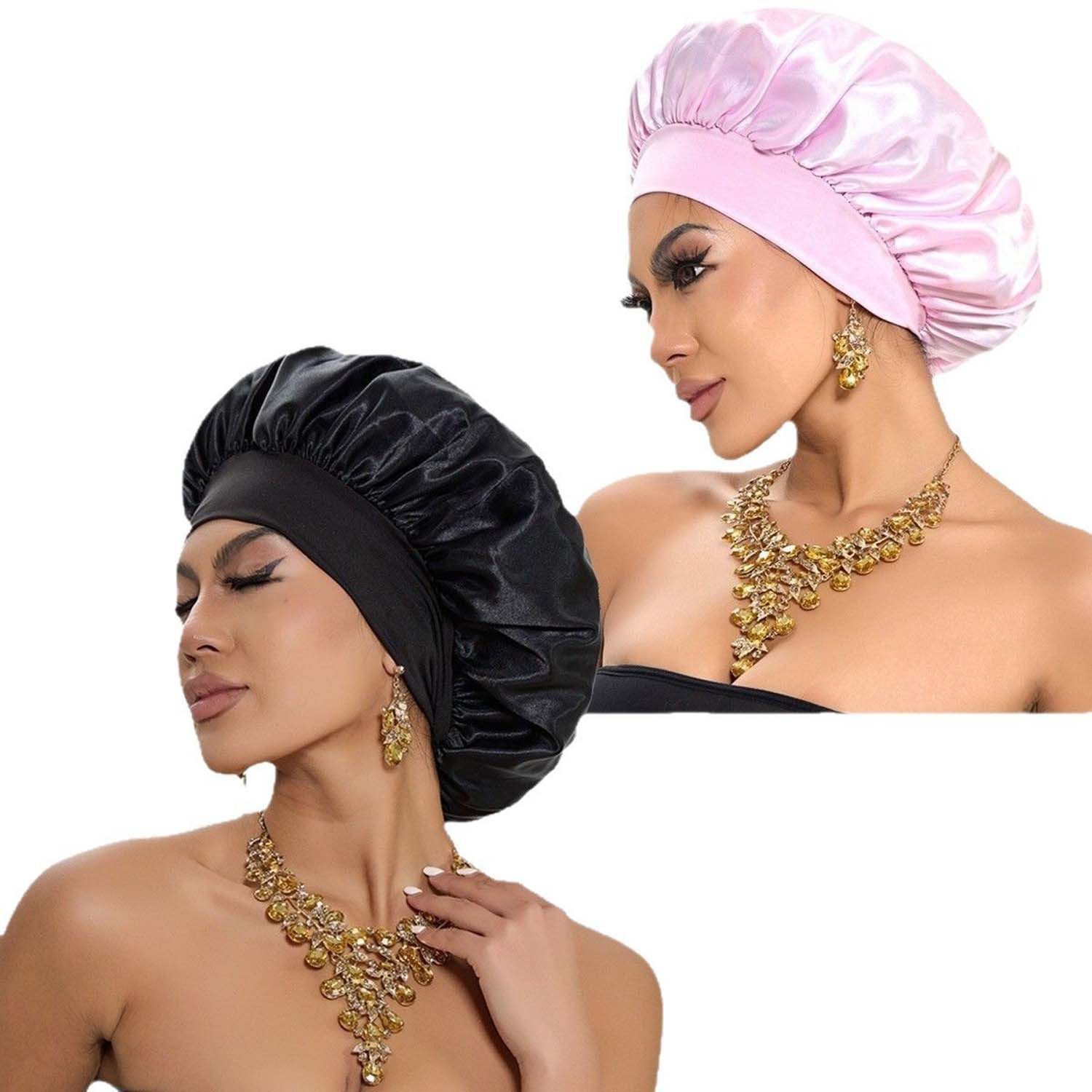 trends for living Duschhaube 2er Schlafmütze Haarhaube Bonnet für Damen Seidenhaube zum Schlafen (2 St)