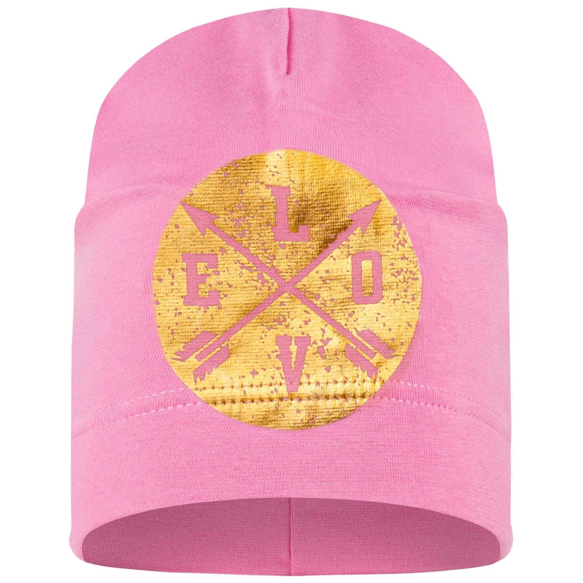 Smarilla Jerseymütze Übergangsmütze Beanie Kindermütze Schild Gold_Rosa