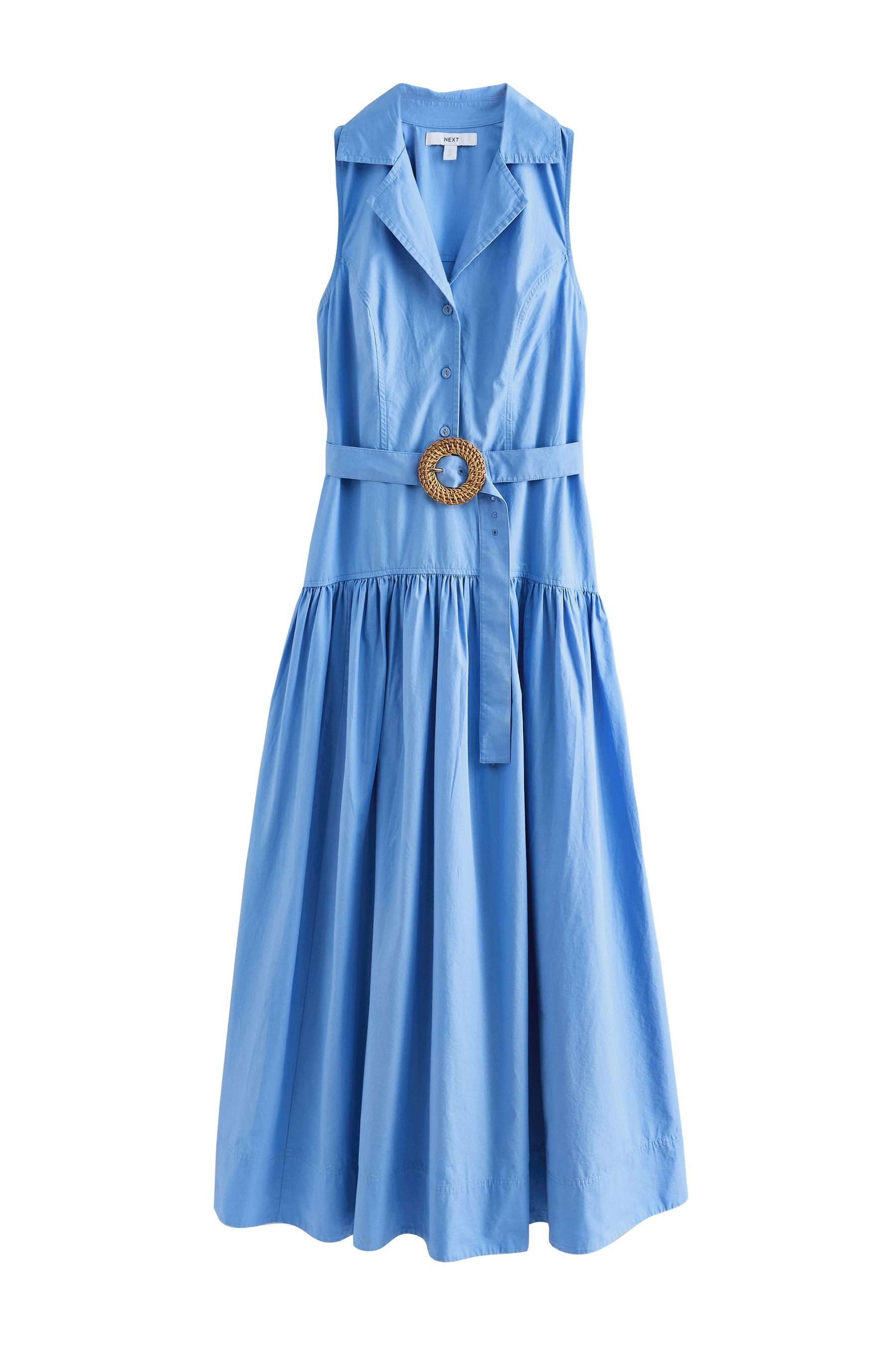 Next Maxikleid Ärmelloses Hemdblusen-Midikleid mit Gürtel (1-tlg)