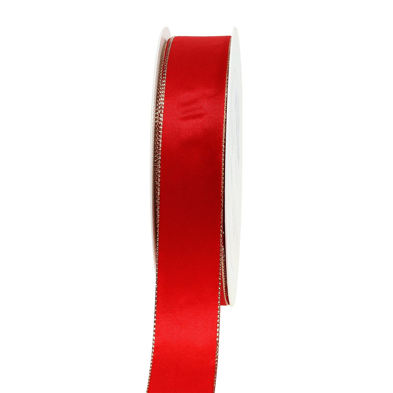 Dekoband Satinband Rot Goldkante 25mm x 40m Weihnachtsband Geschenkband Deko