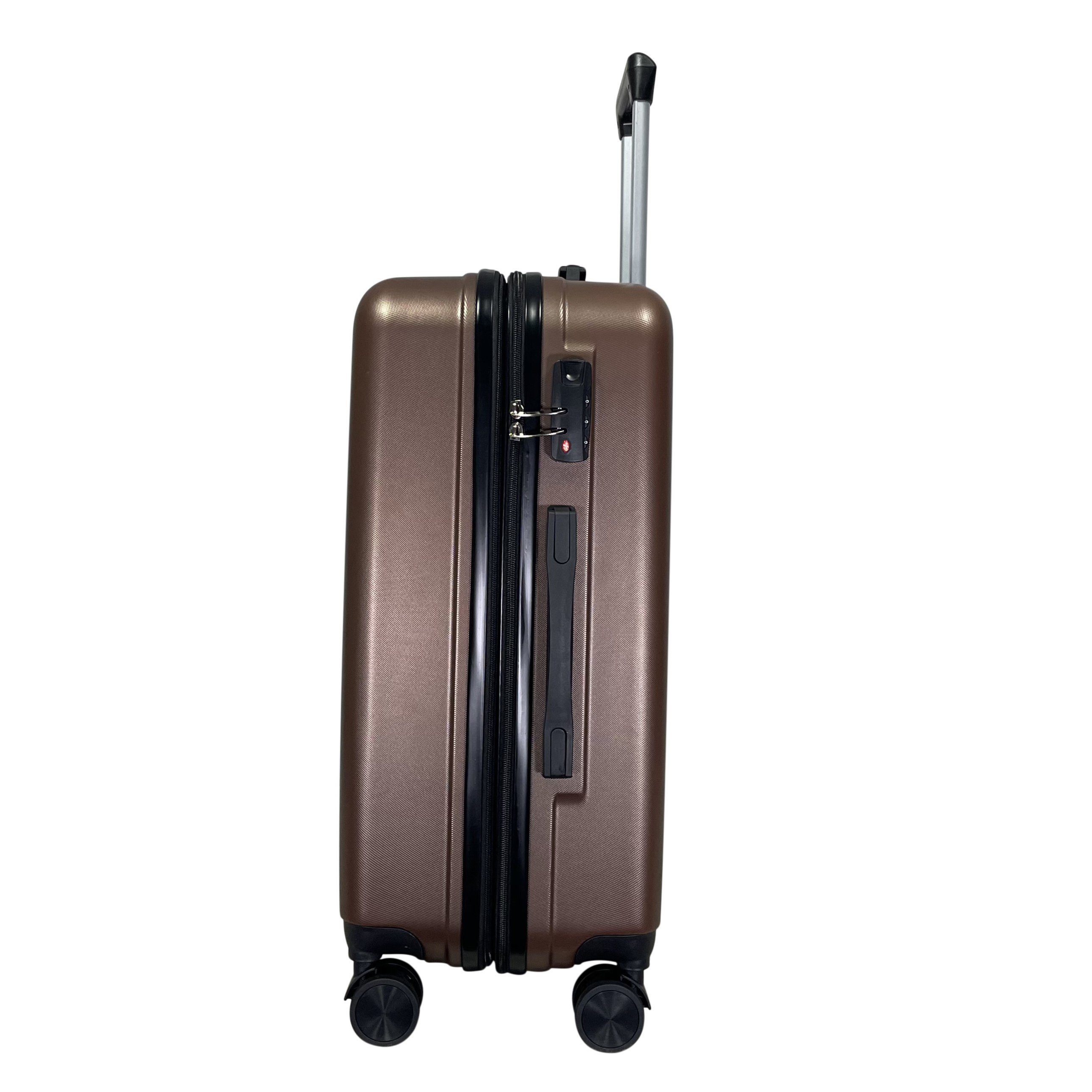 MTB Koffer Hartschalen ABS erweiterbar Kaffee (Handgepäck-Mittel-Groß-Set) Reisekoffer