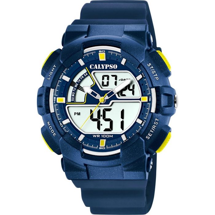 CALYPSO WATCHES Digitaluhr Calypso Herren Uhr K5771/3 (Armbanduhr) Herren Armbanduhr rund Kunststoff PUarmband blau Sport