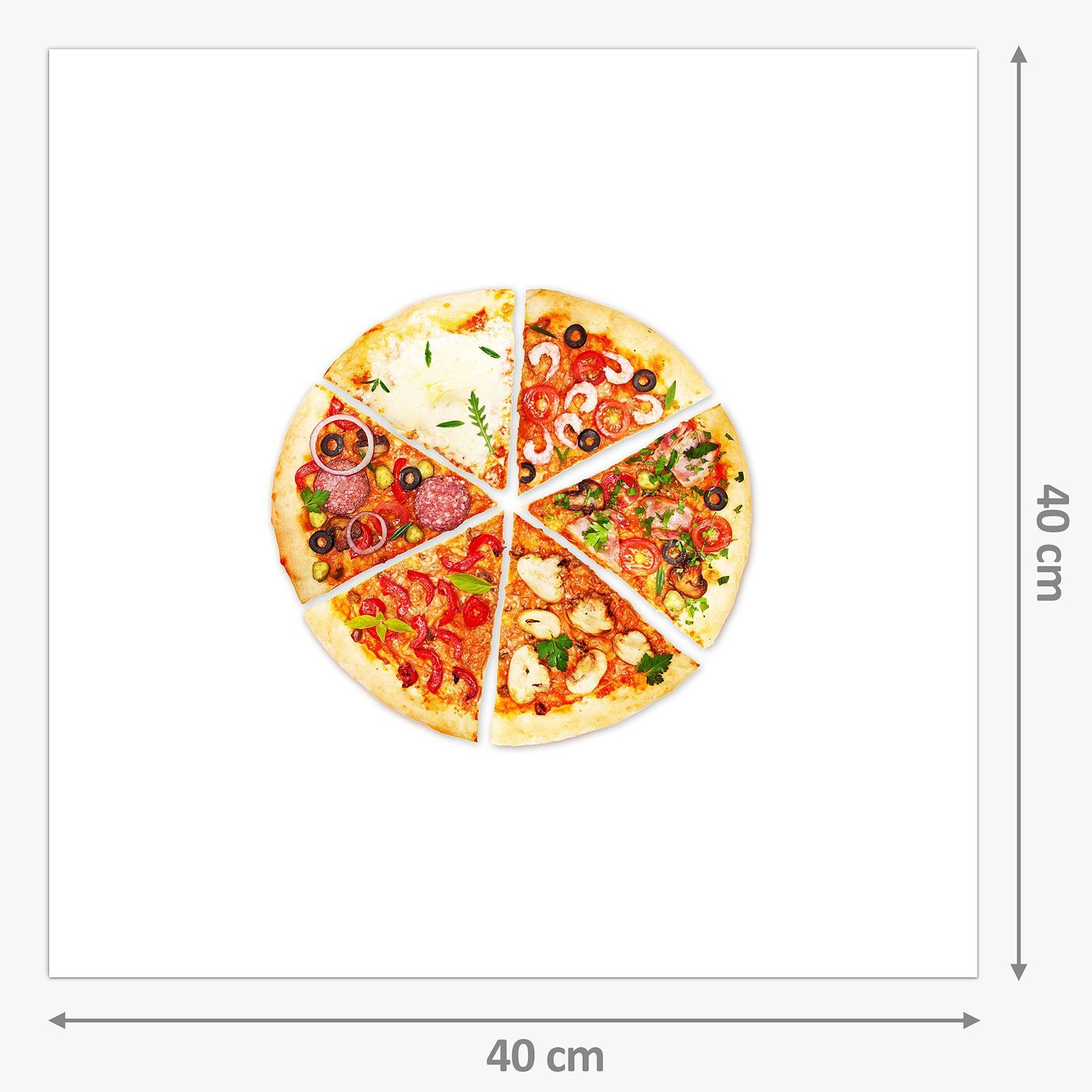 Primedeco Küchenrückwand Pizzaecken Küchenrückwand mit Spritzschutz Motiv Glas