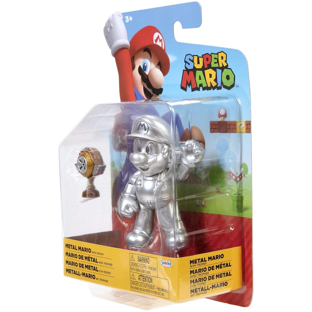 Super Mario Actionfigur Nintendo Super Mario Figur Metal Mario with Trophy, 10 cm