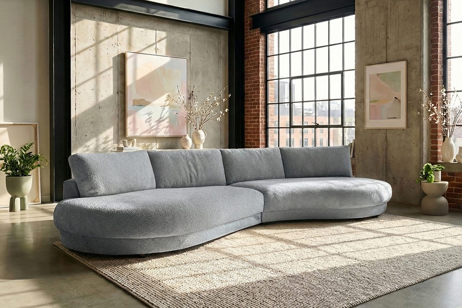 KAWOLA Big-Sofa PADANA Wohnlandschaft - XXL Komfort - Designer Couch - 410 cm, Lounge Sofa, Rundumbezug, Stahl-Wellenferdern, luxuriöse Polsterung