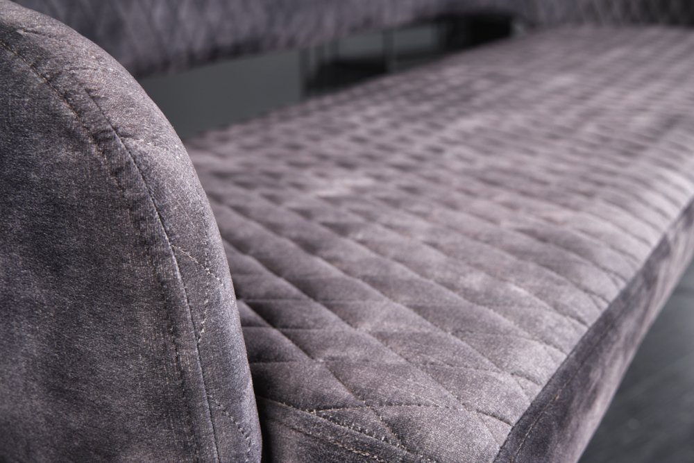 riess-ambiente Sitzbank PARIS 160cm grau / schwarz (Einzelartikel, 1-St), Esszimmer · Samt · Metall · Rückenlehne · Schlafzimmer · Retro Design – Bild 4 von 5