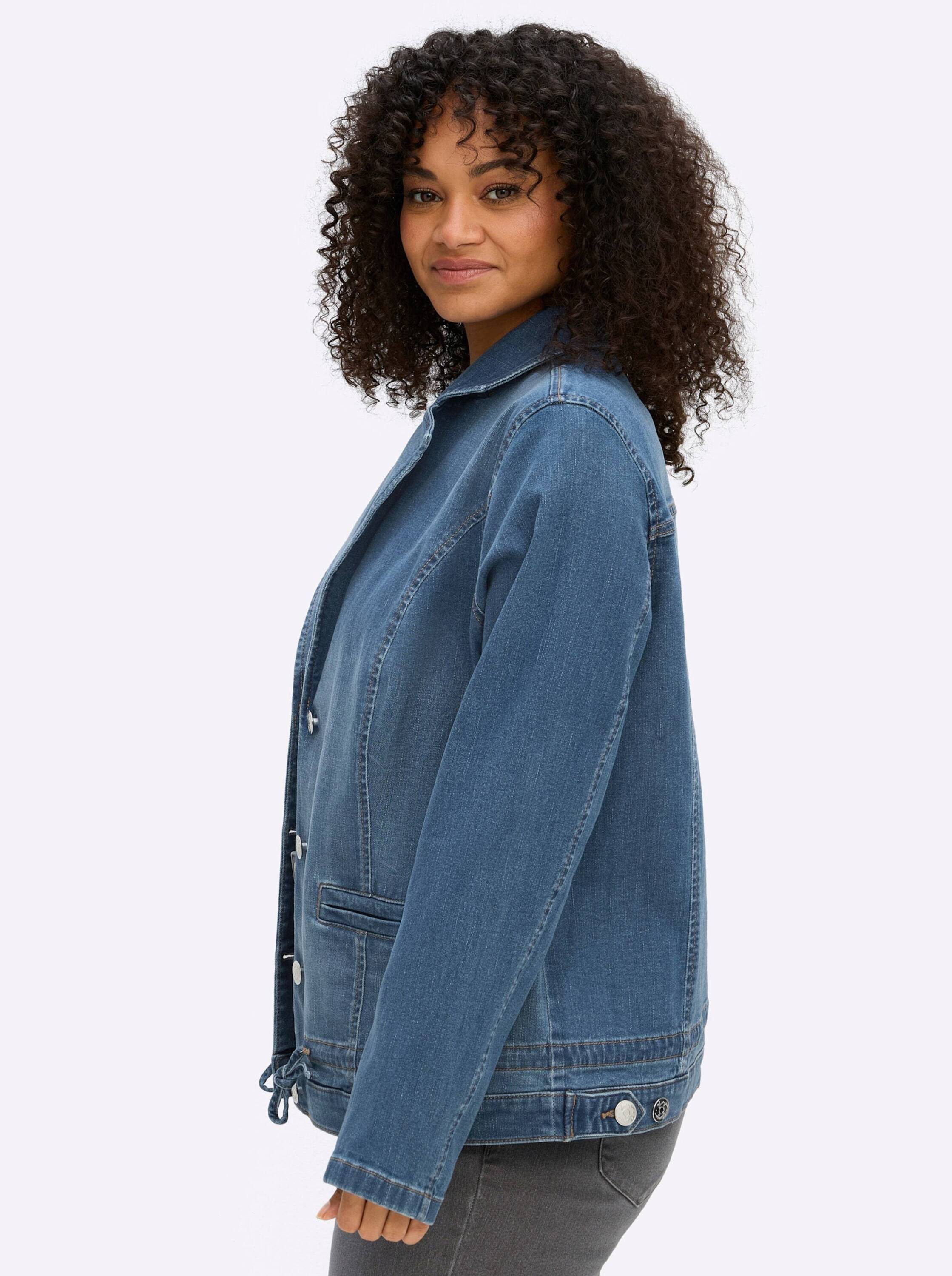 Sheego Blusenblazer Jeansblazer Langarm