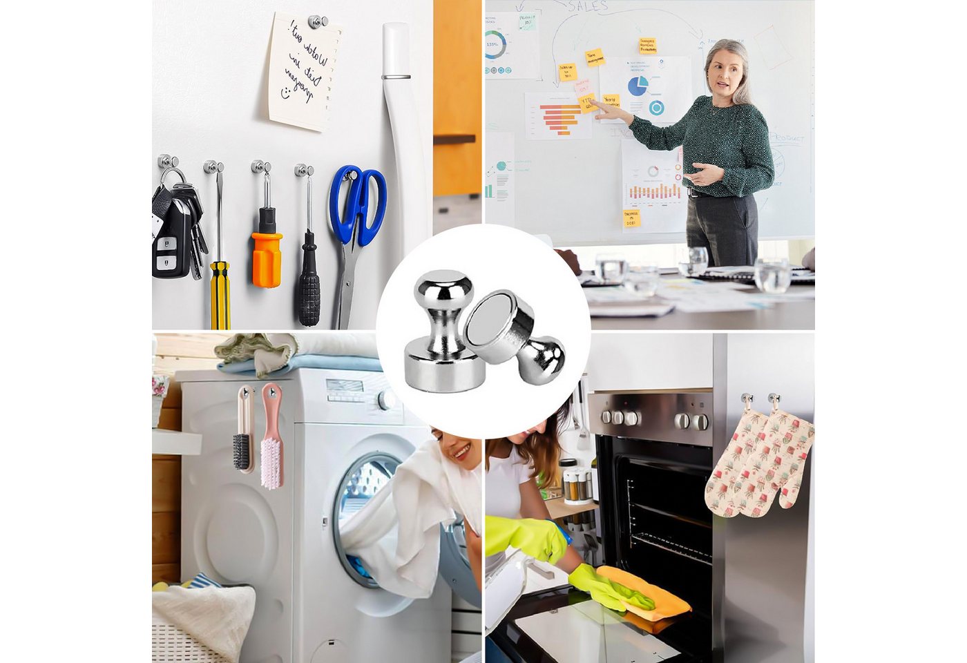 Thumbnail - BlingBin Magnet 30 Stück Magnete Stark für Magnettafel, Kühlschrank, Pinnwand (1 Set, 30-St., 1,6*1,2*1,2cm), Neodym Mag...