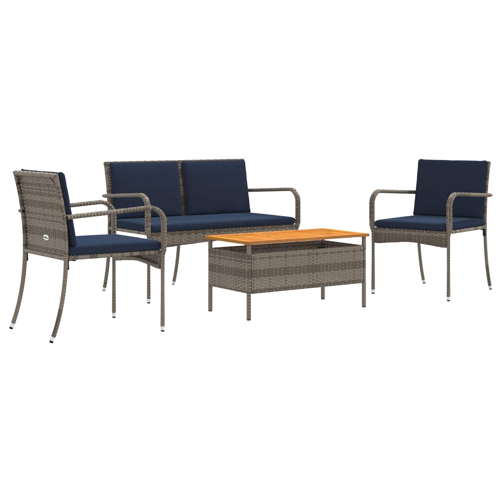vidaXL Gartenlounge-Set Garten Set Grau Poly-Rattan, (1-tlg)