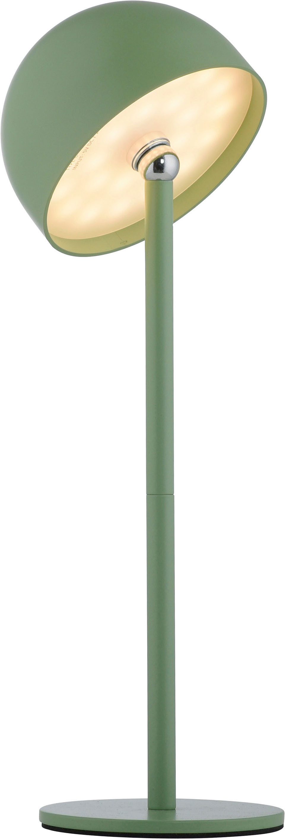 OTTO home Tischleuchte Akku Tischlampe Gerrin Indoor Outdoor, magnetischer Flaschenaufsatz, Dimmfunktion, Memoryfunktion, LED fest integriert, Warmweiß, Pilzlampe Flaschenaufsatz, Regulierung der Lichtstärke, Pilz, Lampe